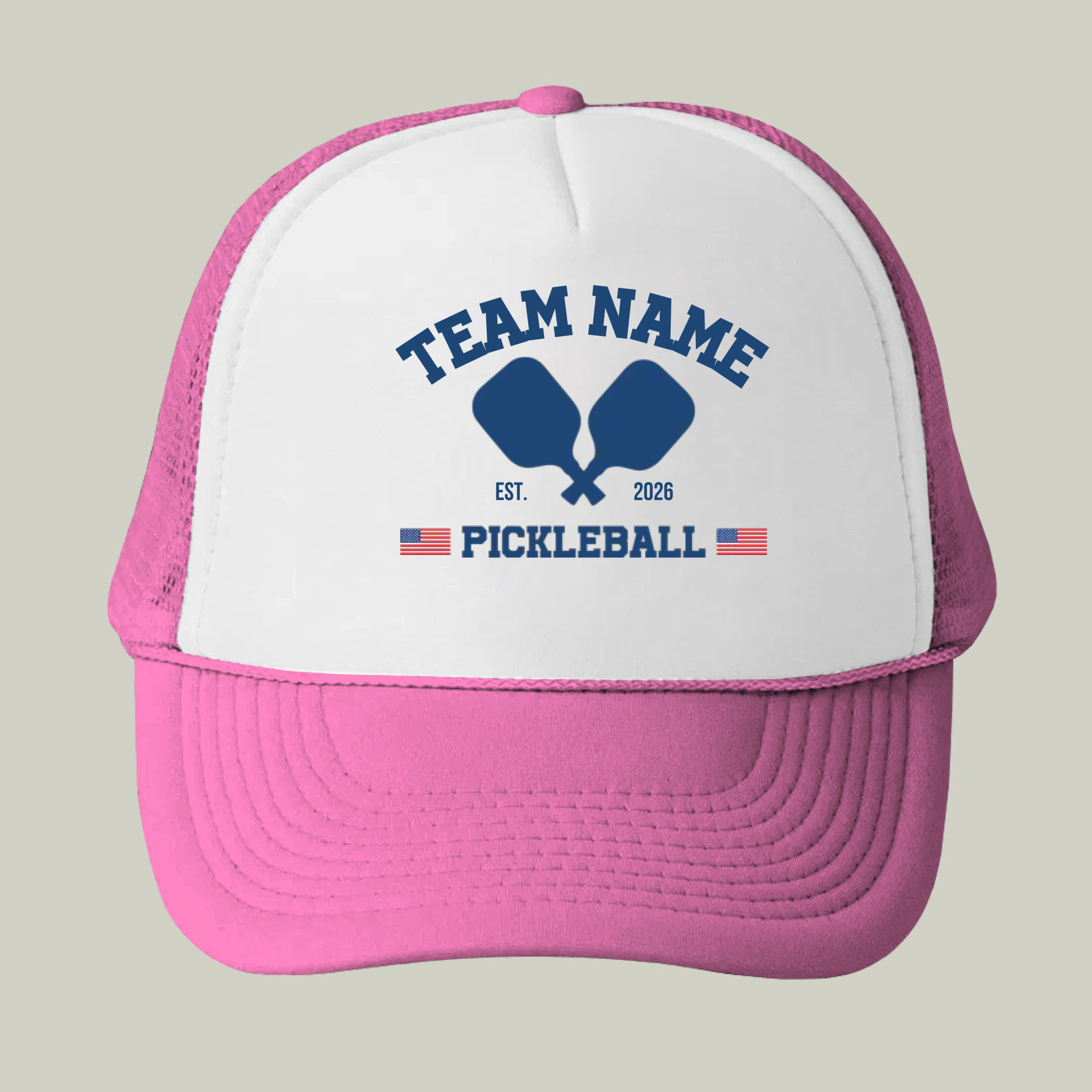 Picklewin Patriotic Custom Name Pickleball Men Trucker Cap 