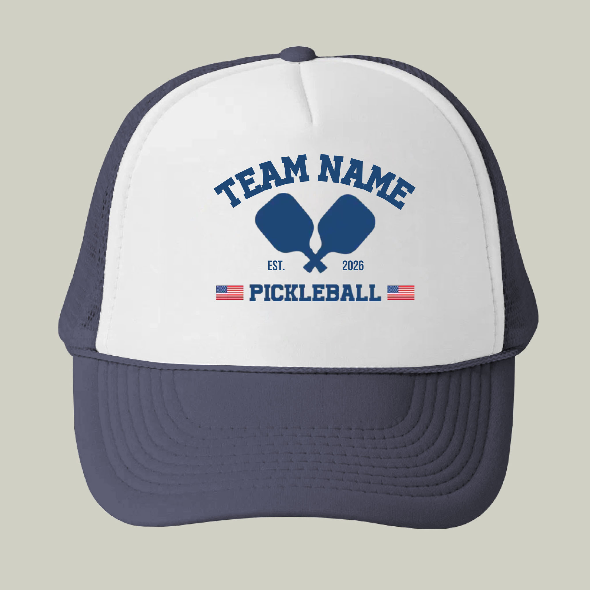 Picklewin Patriotic Custom Name Pickleball Men Trucker Cap 