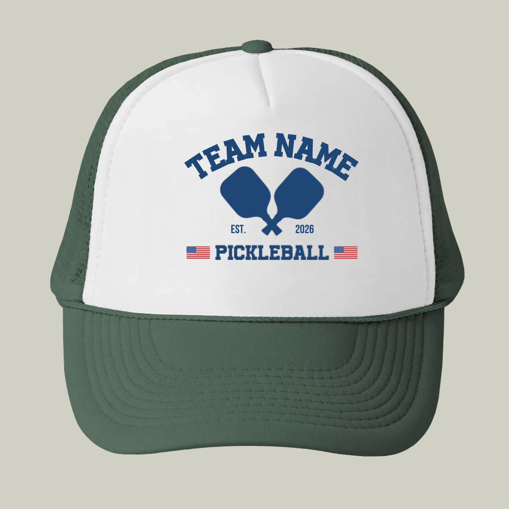 Picklewin Patriotic Custom Name Pickleball Men Trucker Cap 
