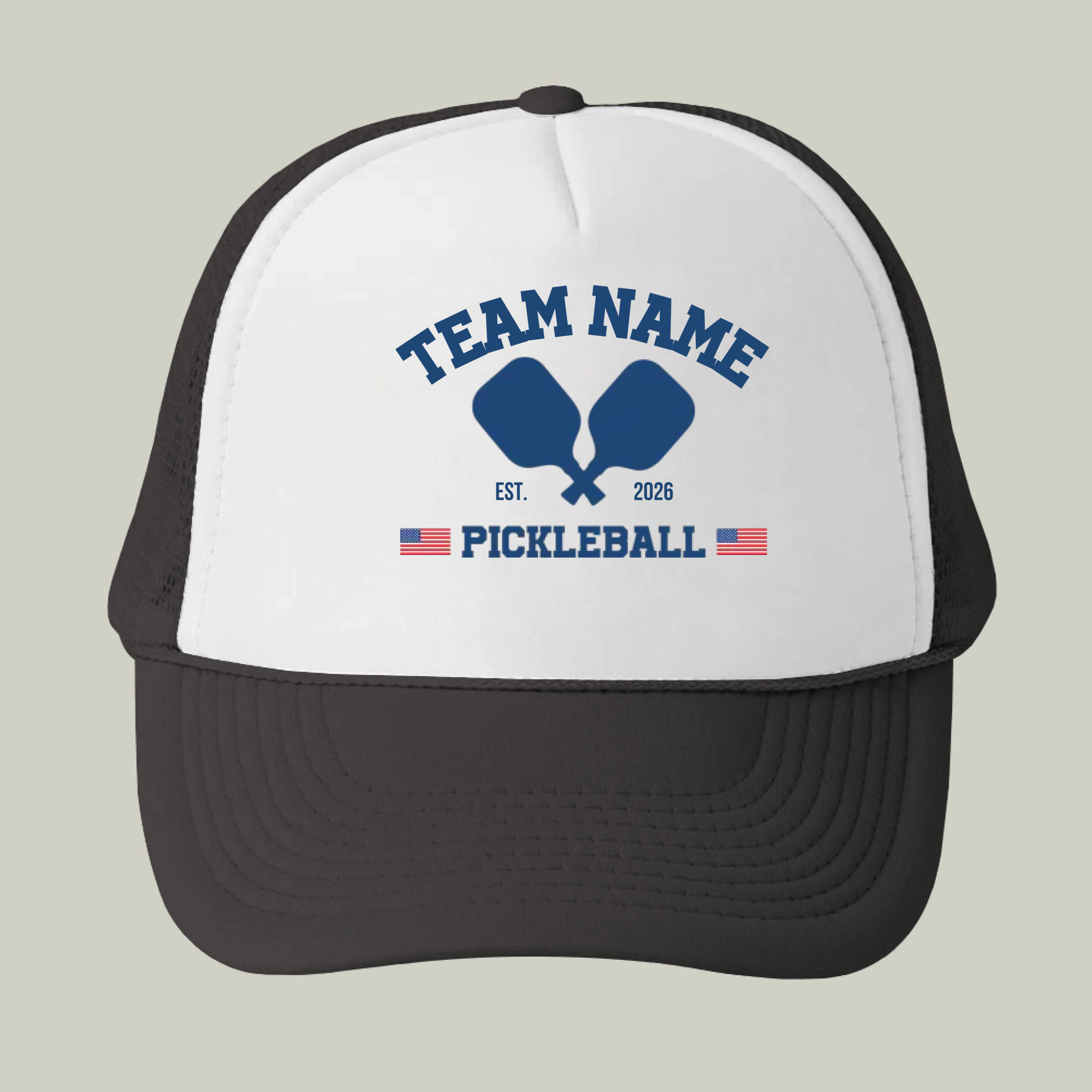 Picklewin Patriotic Custom Name Pickleball Men Trucker Cap 