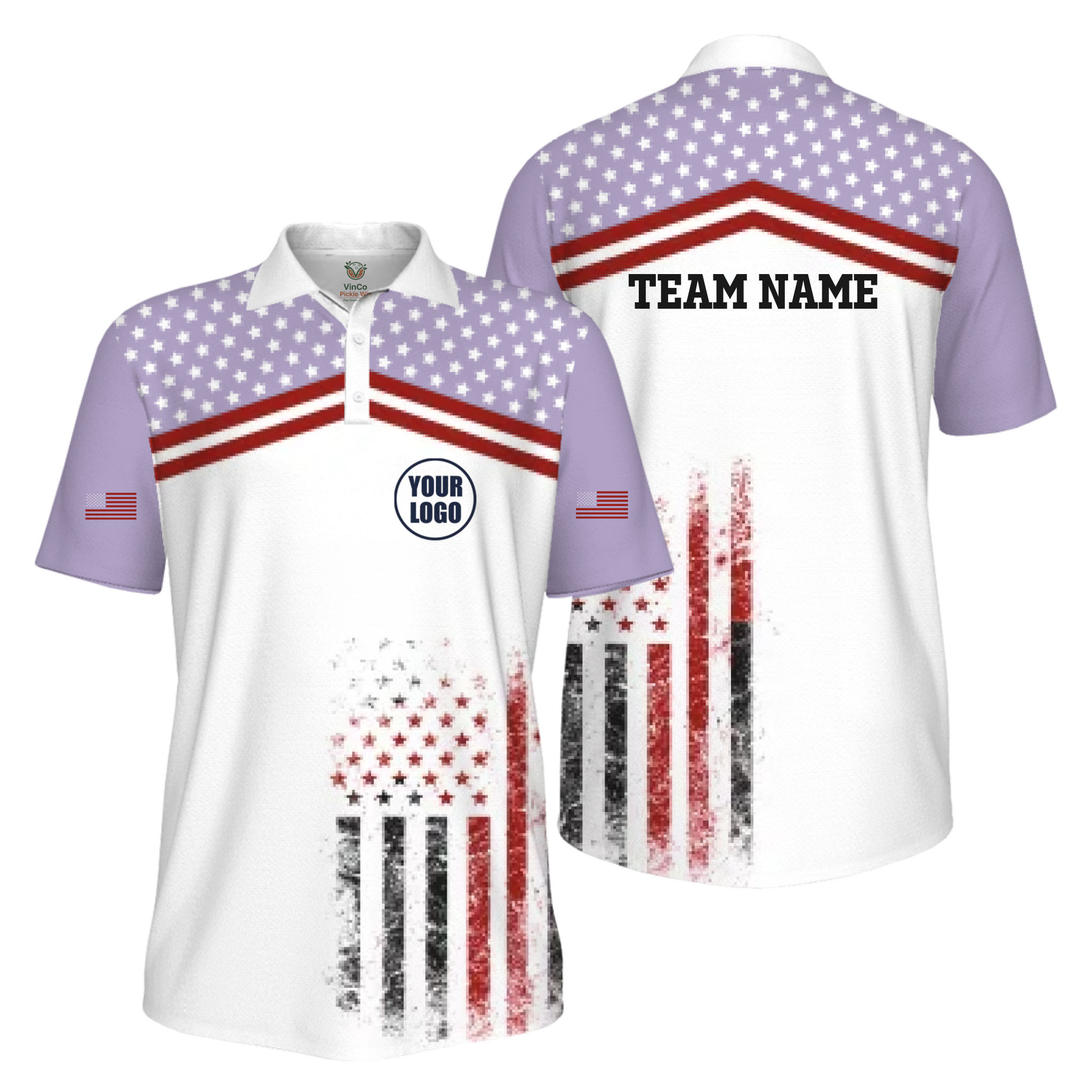 Picklewin Patriotic Custom Pickleball American Flag UV Protection Men Polo Shirt  