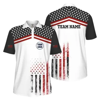 Picklewin Patriotic Custom Pickleball American Flag UV Protection Men Polo Shirt   – alternate