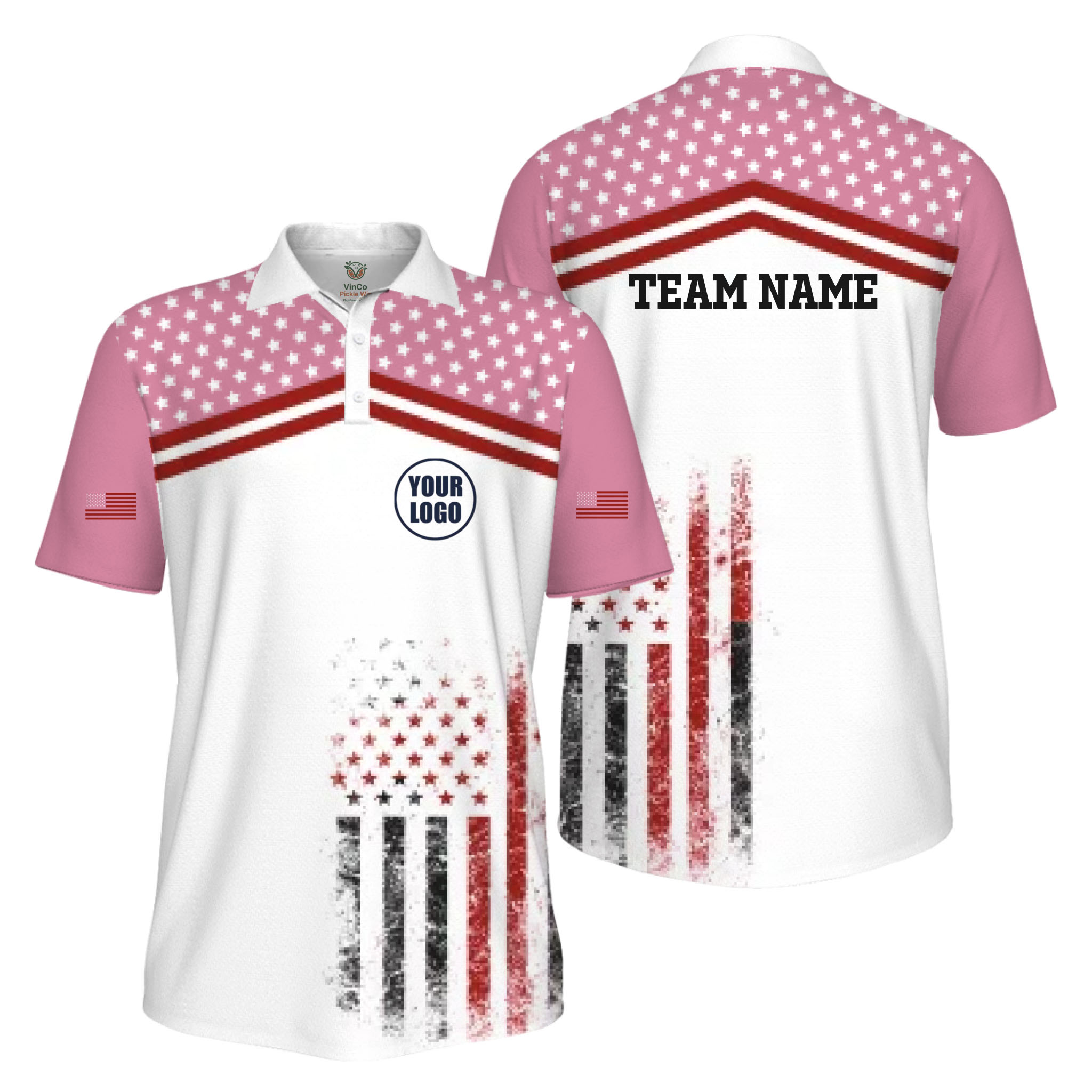 Picklewin Patriotic Custom Pickleball American Flag UV Protection Men Polo Shirt  