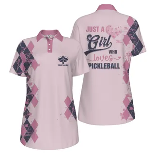 Picklewin Pinky Custom Logo Girl Loves Pickleball Polo Shirt Live Preview