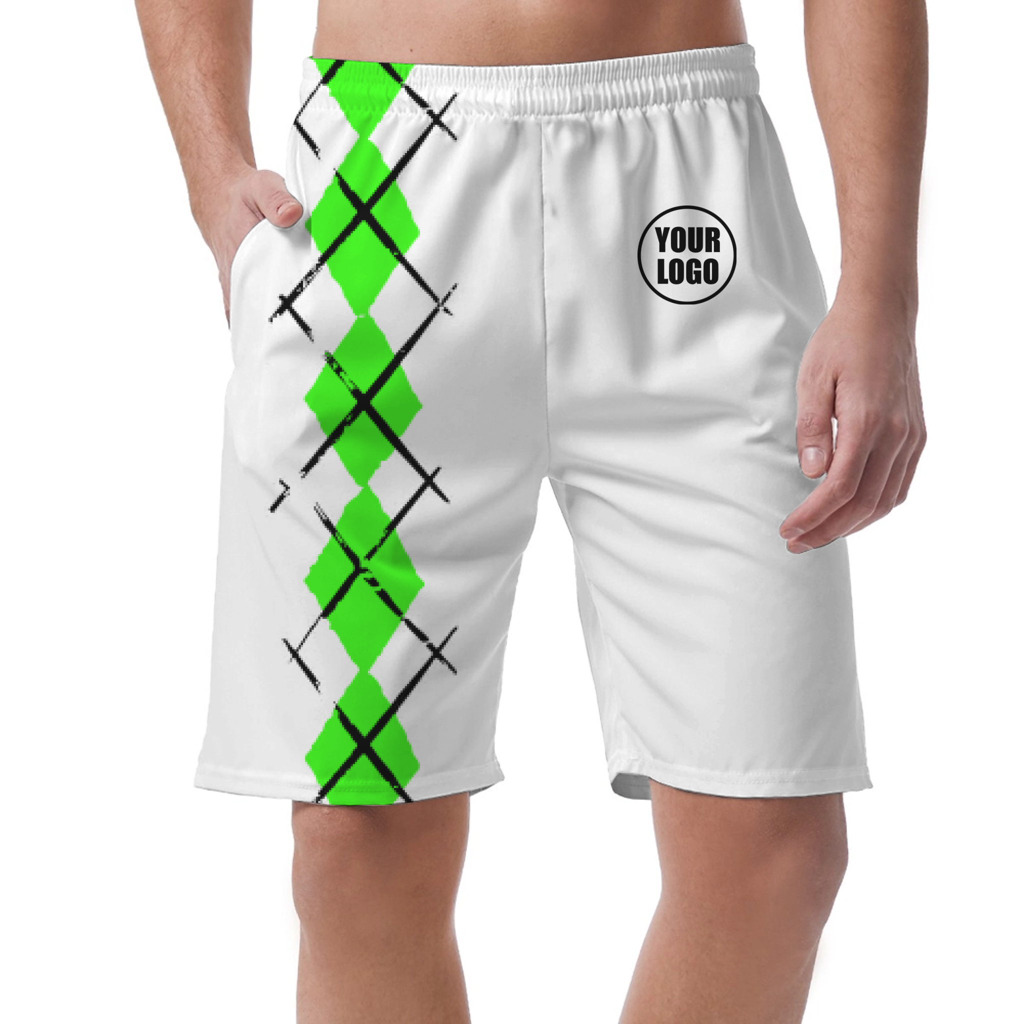 Picklewin Simple Argyle Short Pants Customized For Men