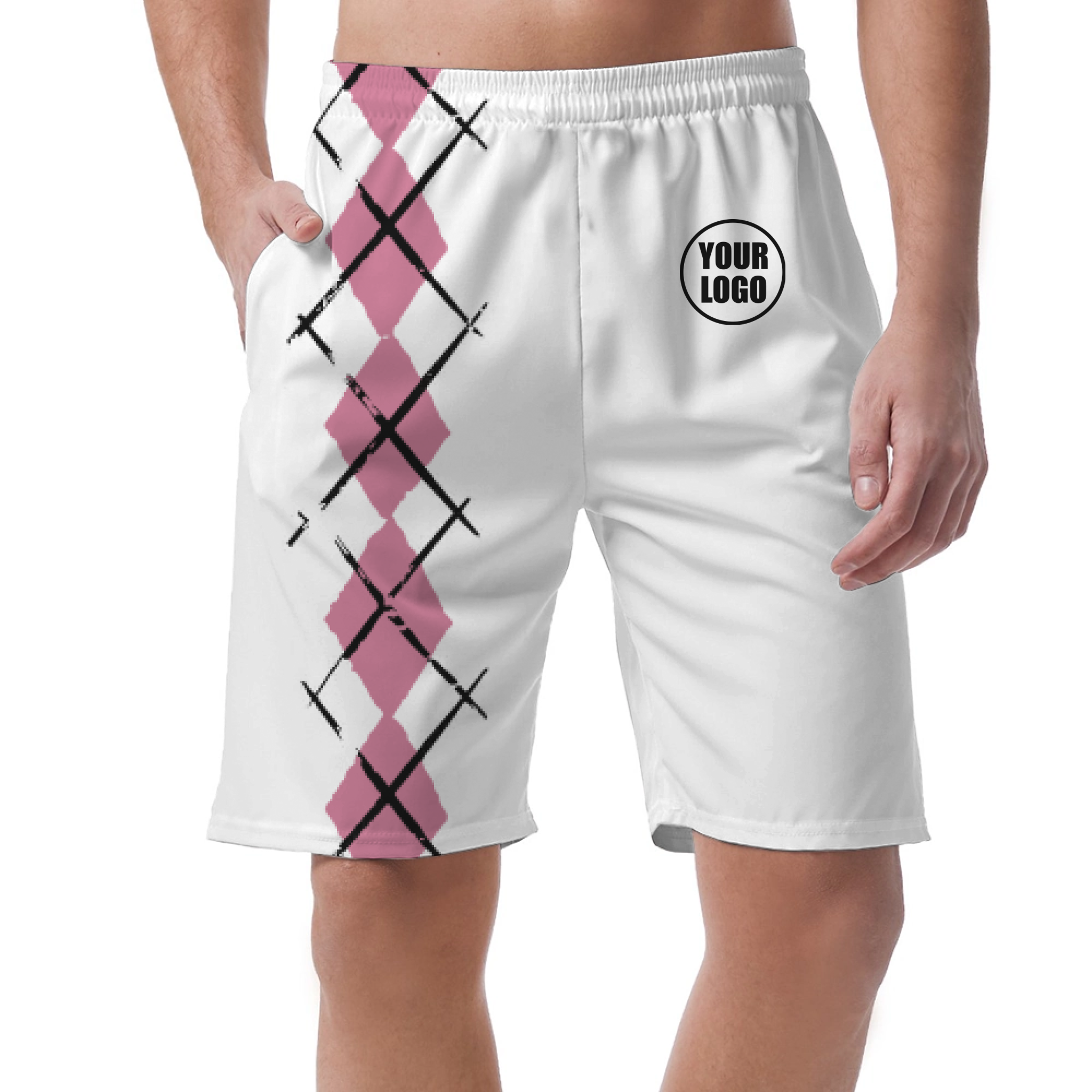 Picklewin Simple Argyle Short Pants Customized For Men