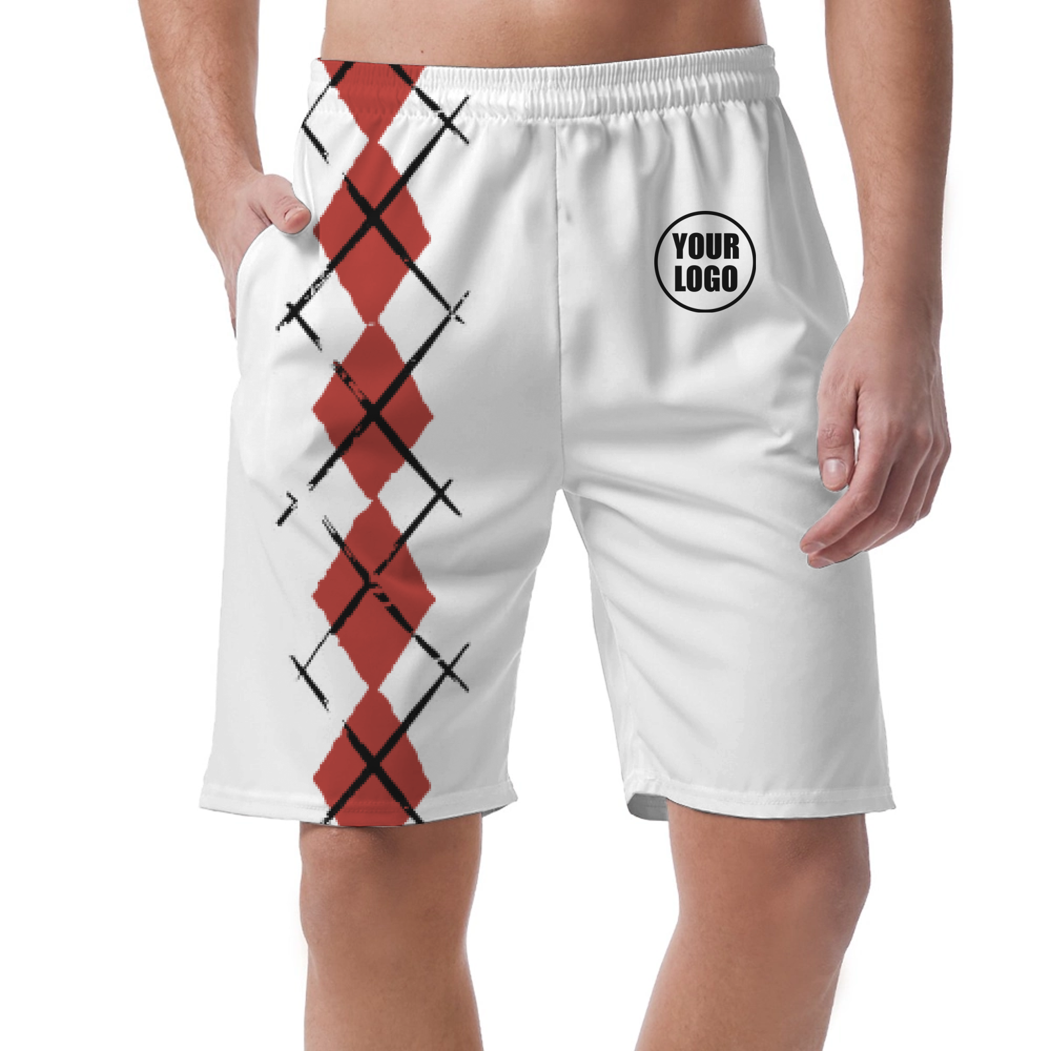 Picklewin Simple Argyle Short Pants Customized For Men