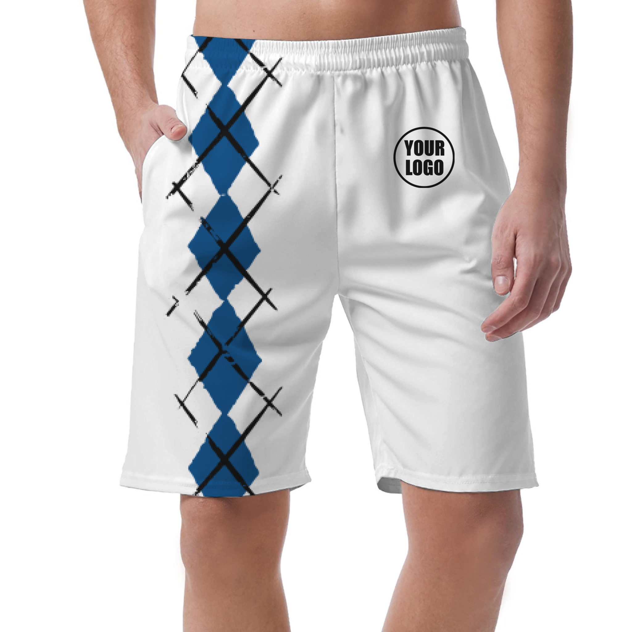 Picklewin Simple Argyle Short Pants Customized For Men