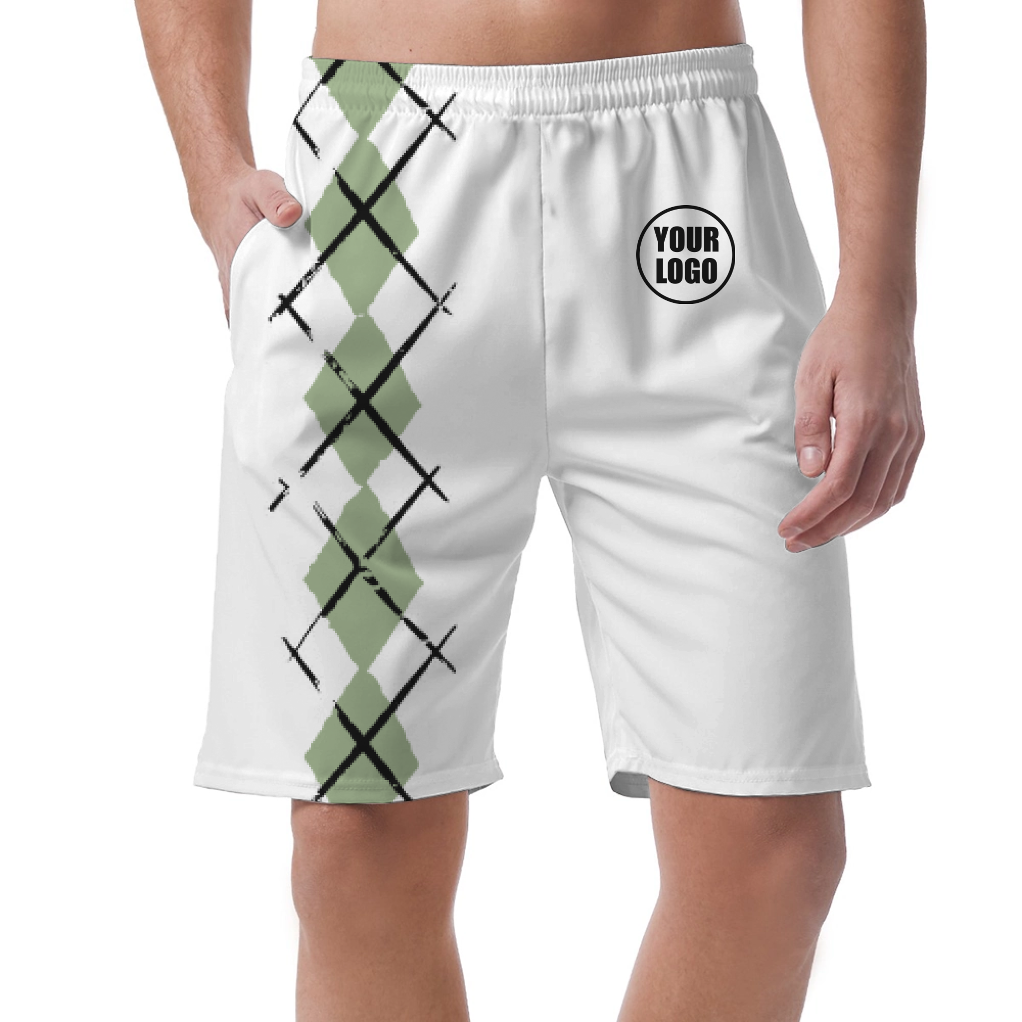 Picklewin Simple Argyle Short Pants Customized For Men