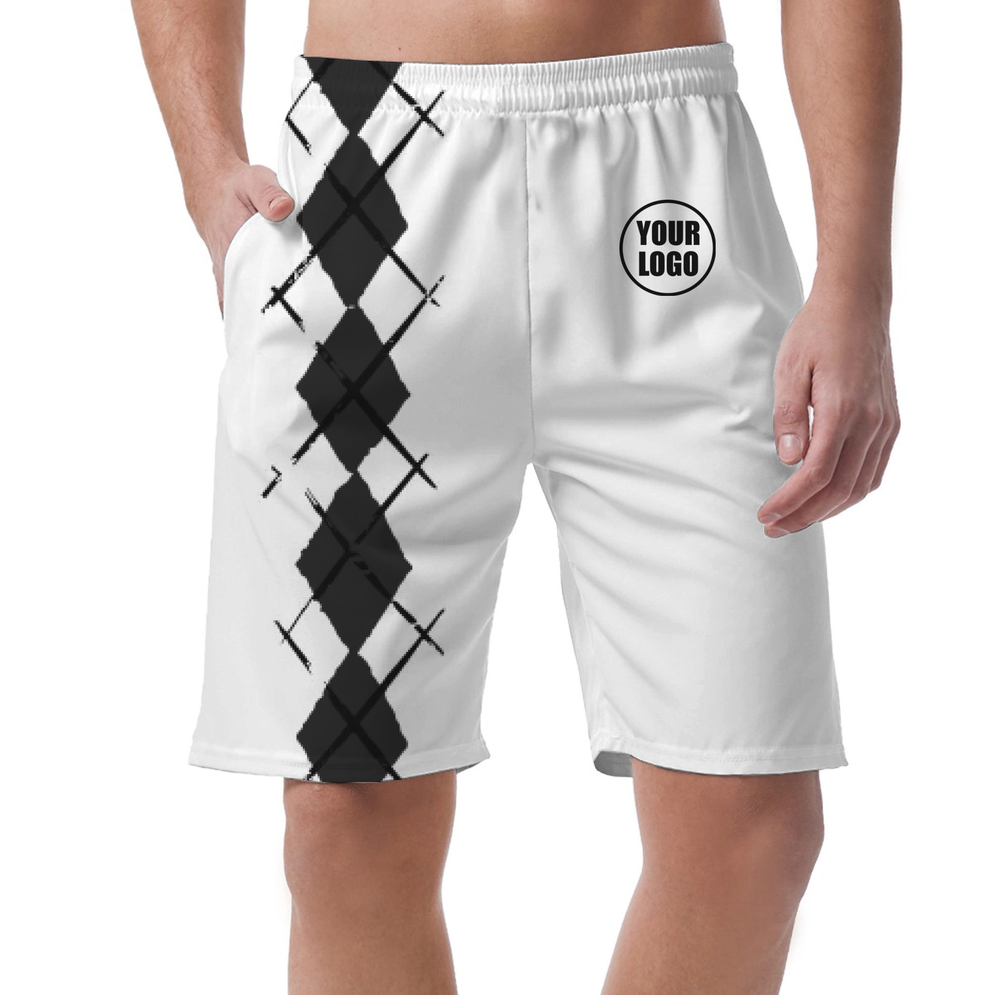 Picklewin Simple Argyle Short Pants Customized For Men