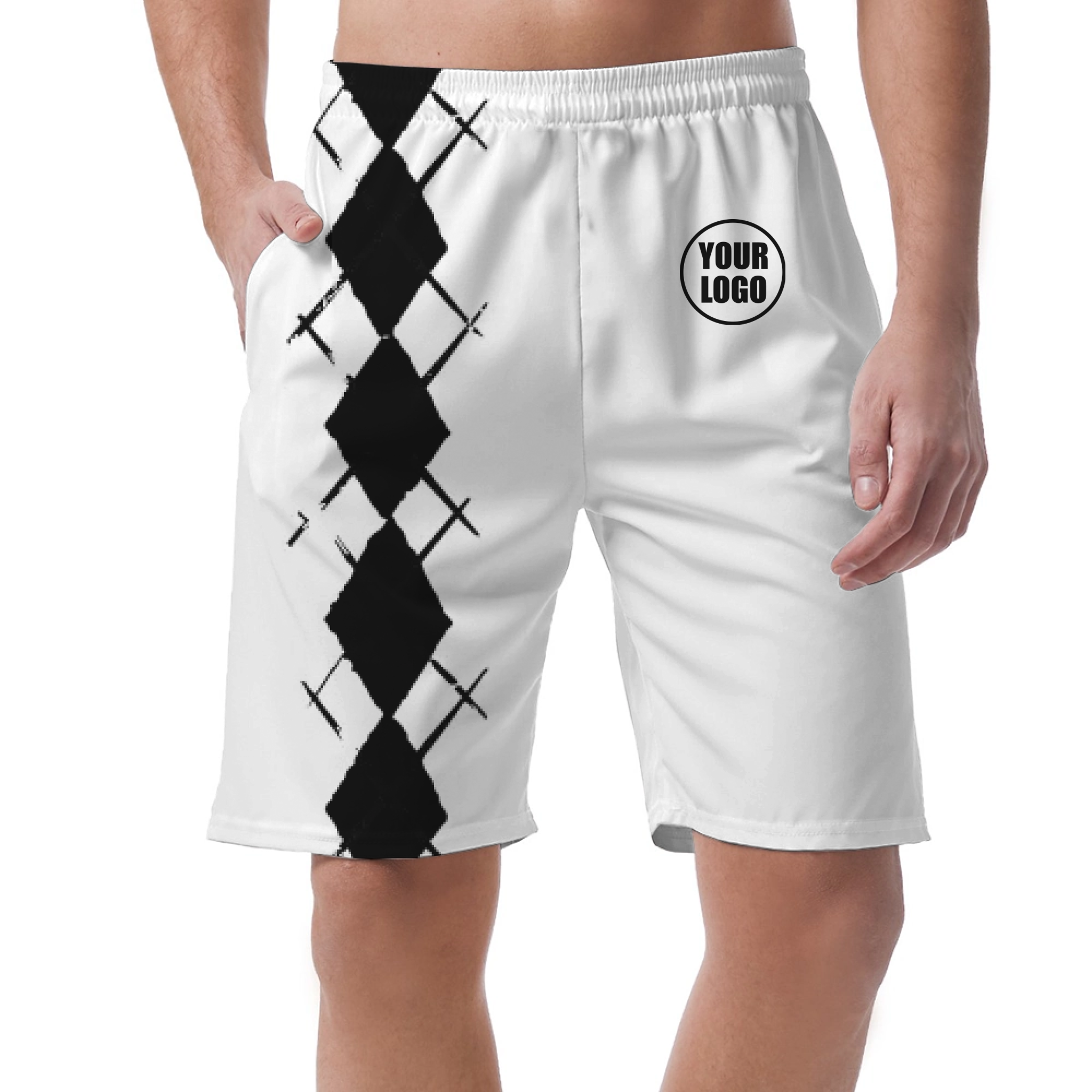Picklewin Simple Argyle Short Pants Customized For Men