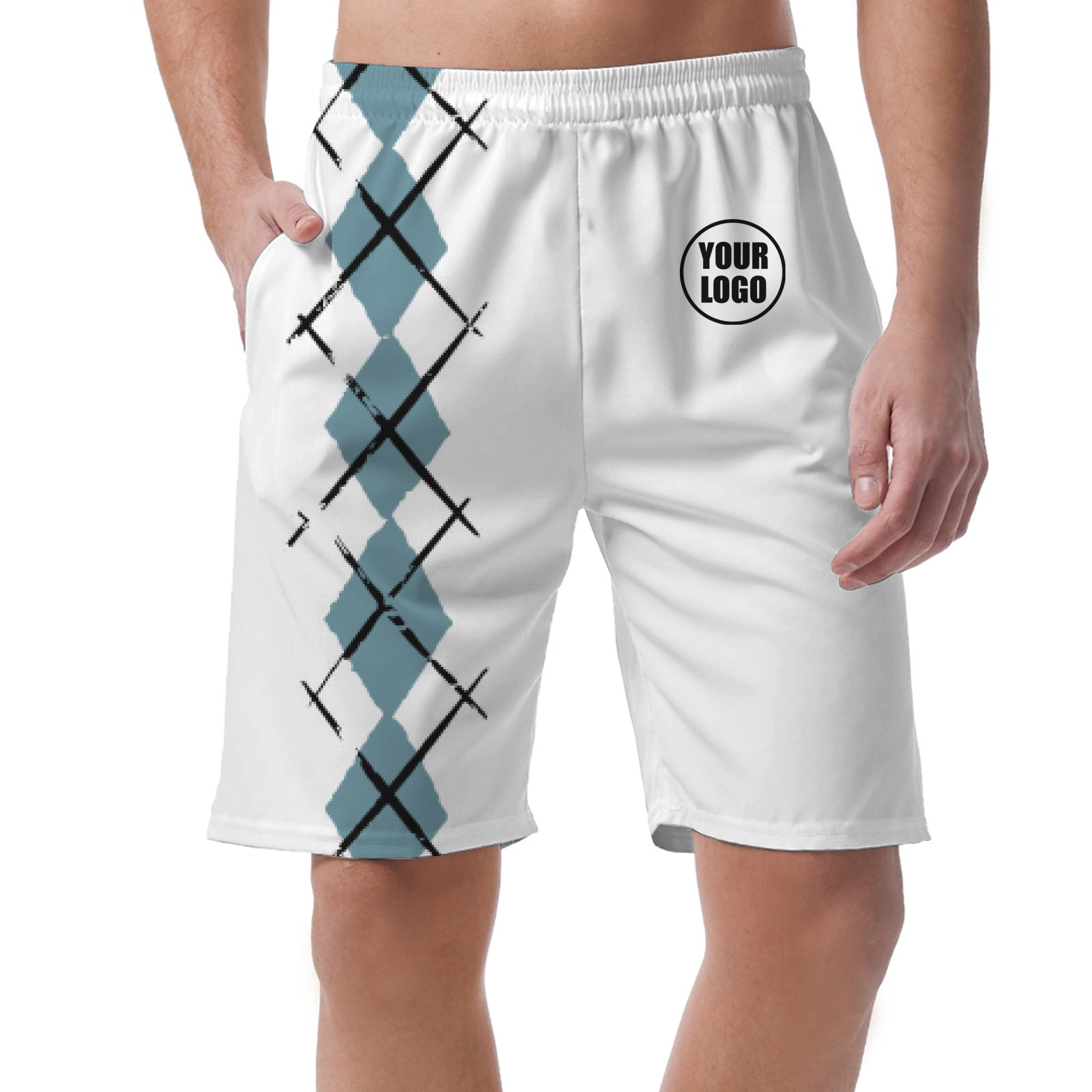 Picklewin Simple Argyle Short Pants Customized For Men