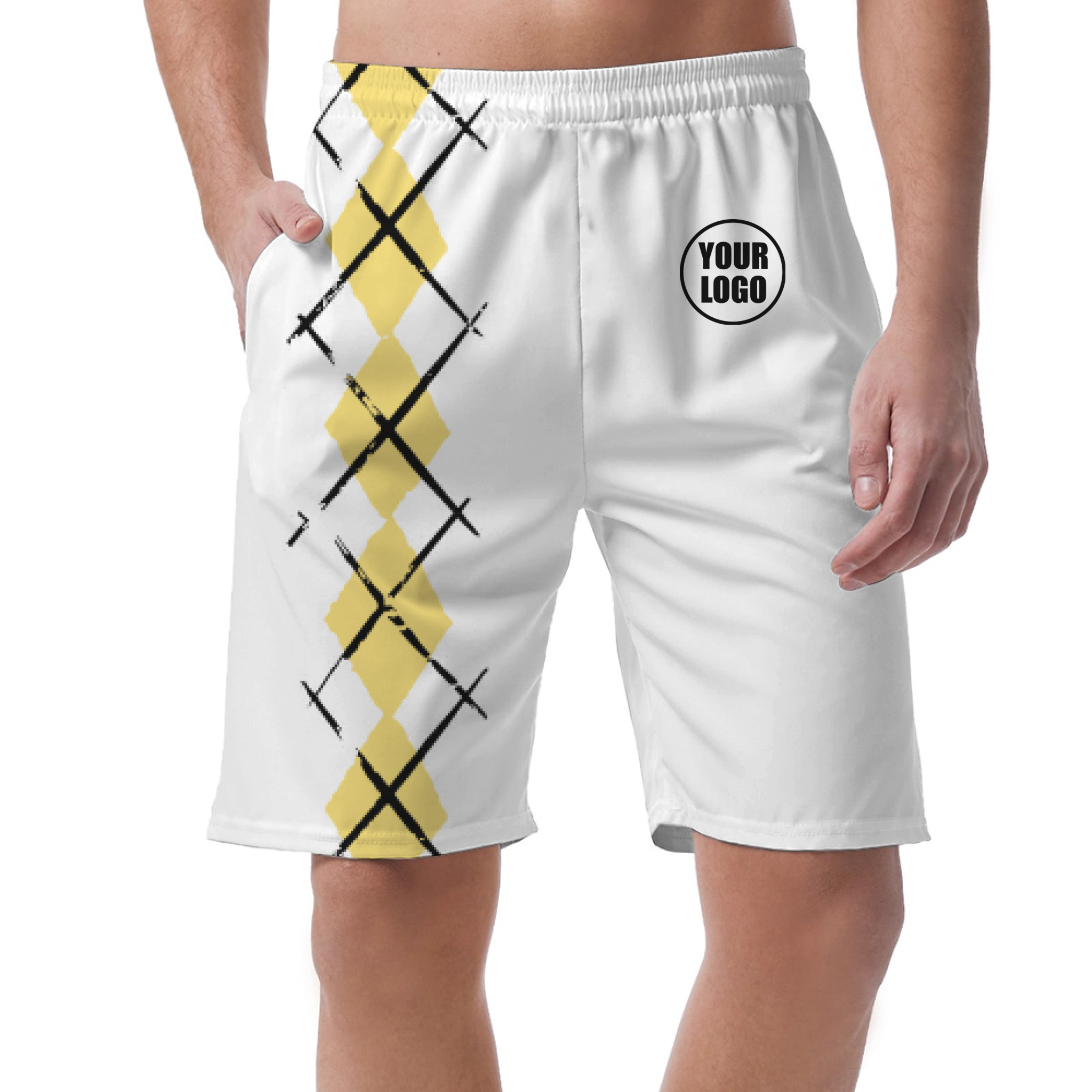 Picklewin Simple Argyle Short Pants Customized For Men