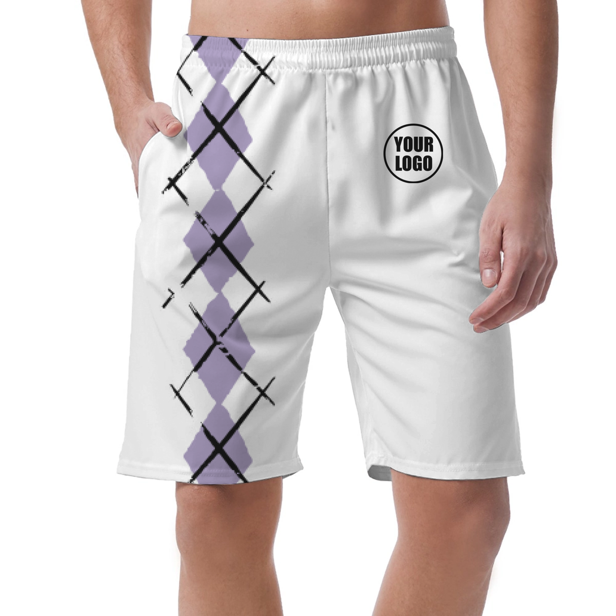 Picklewin Simple Argyle Short Pants Customized For Men