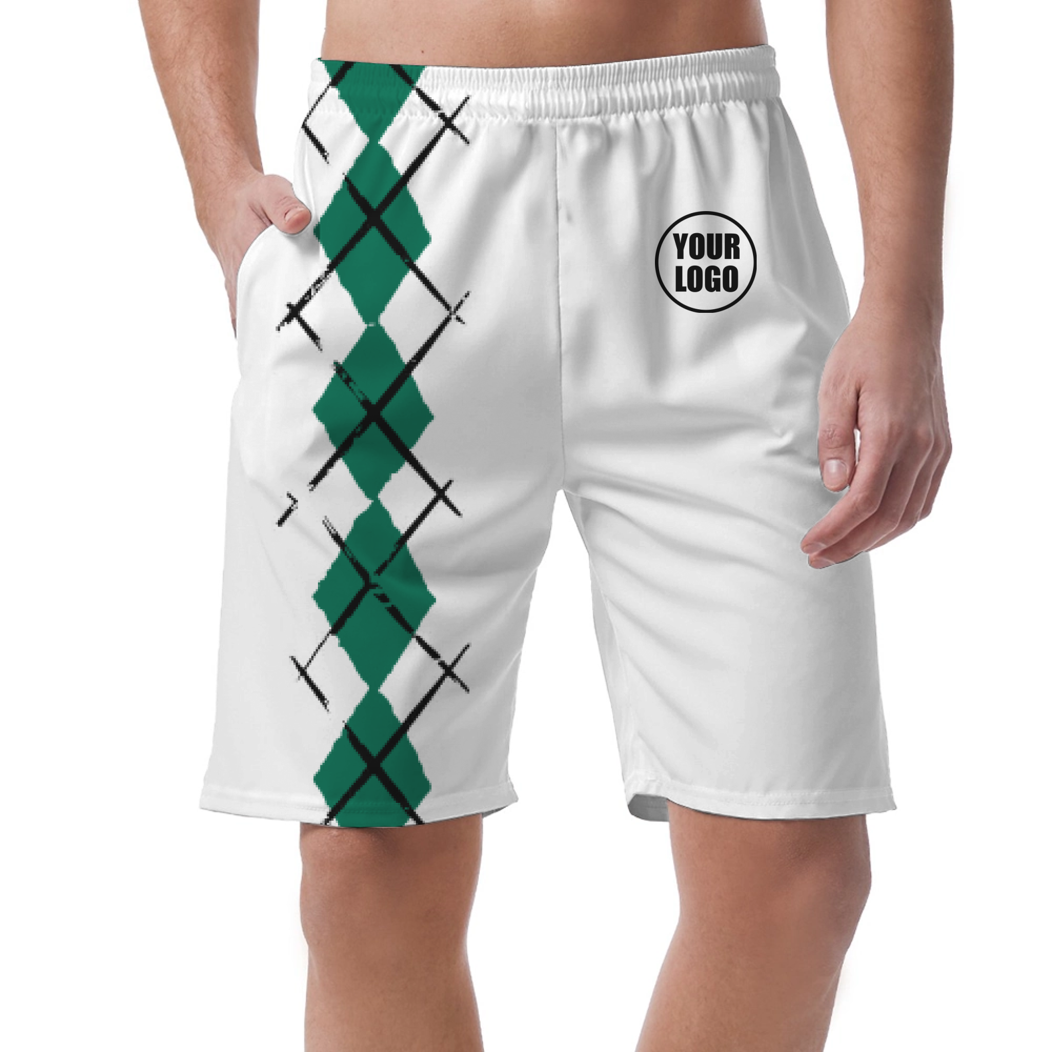 Picklewin Simple Argyle Short Pants Customized For Men