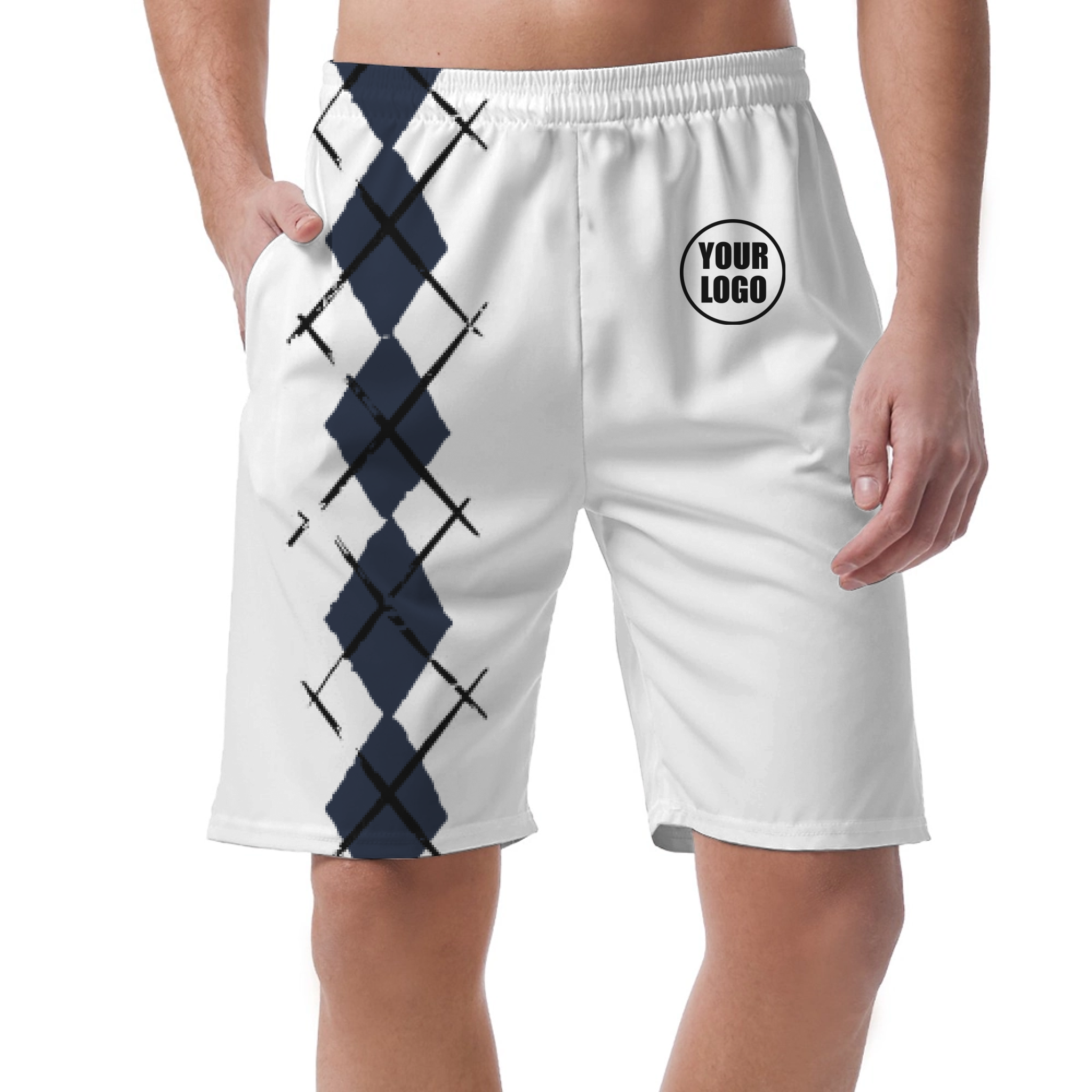 Picklewin Simple Argyle Short Pants Customized For Men