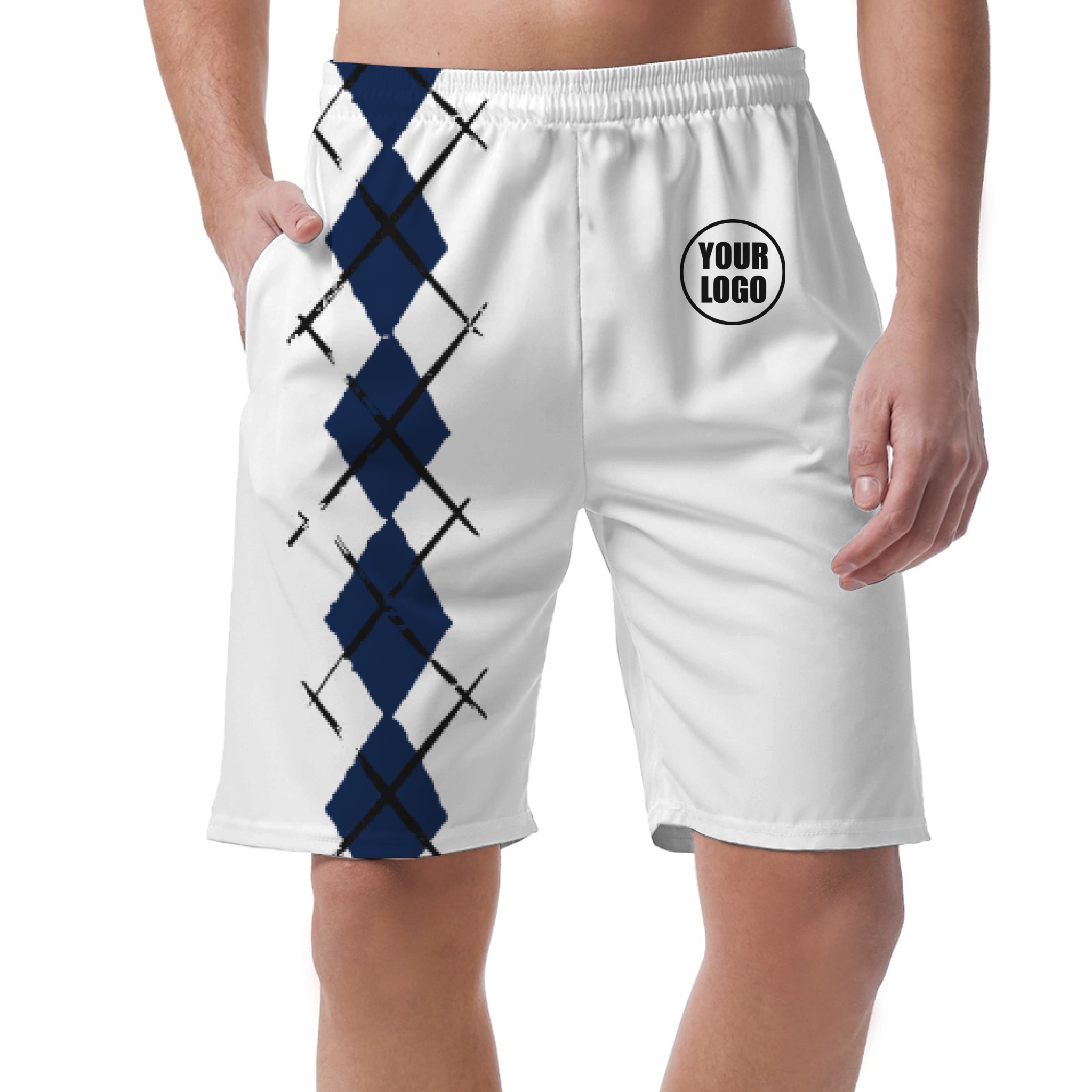 Picklewin Simple Argyle Short Pants Customized For Men