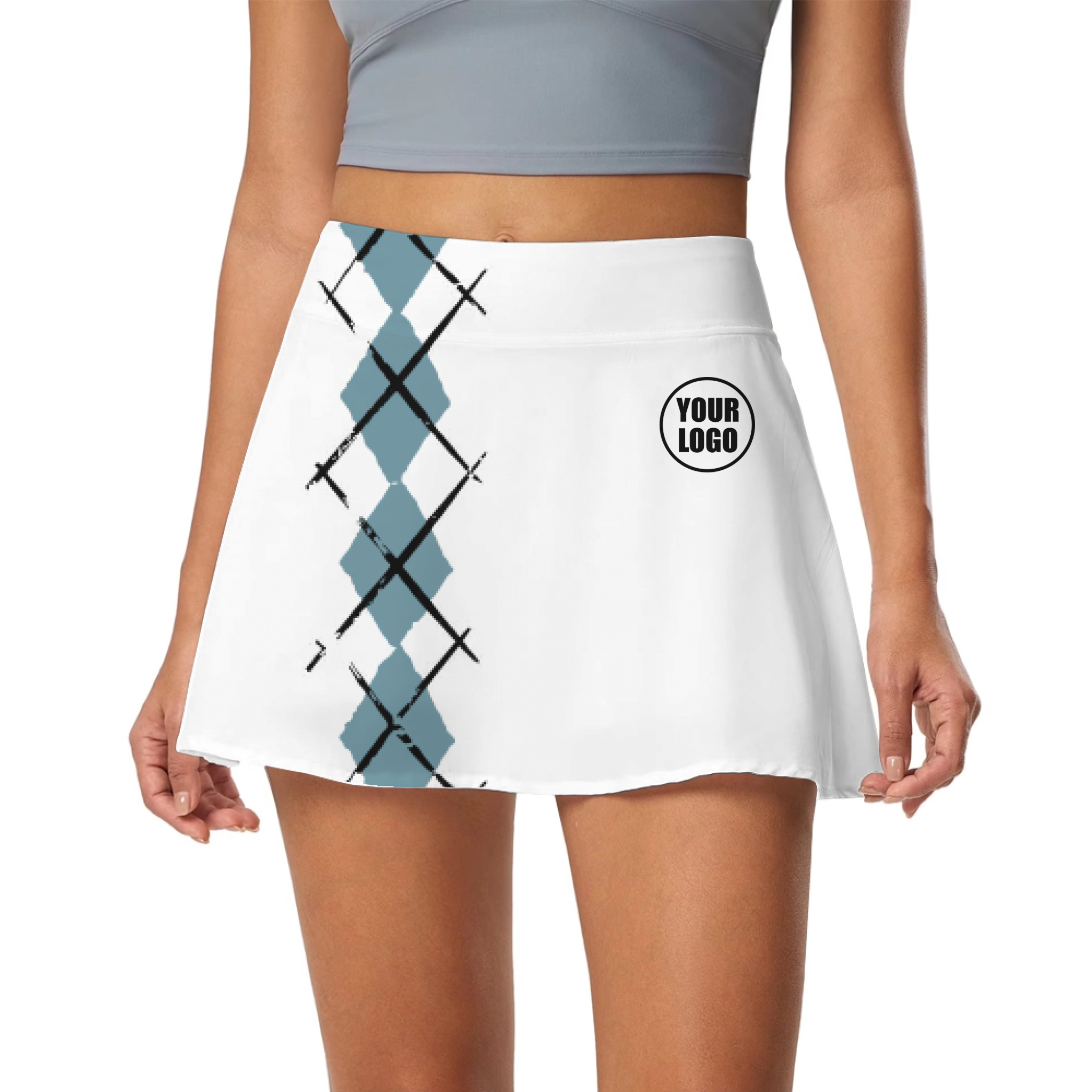 Picklewin Simple Argyle Women's Custom Skort - alternate