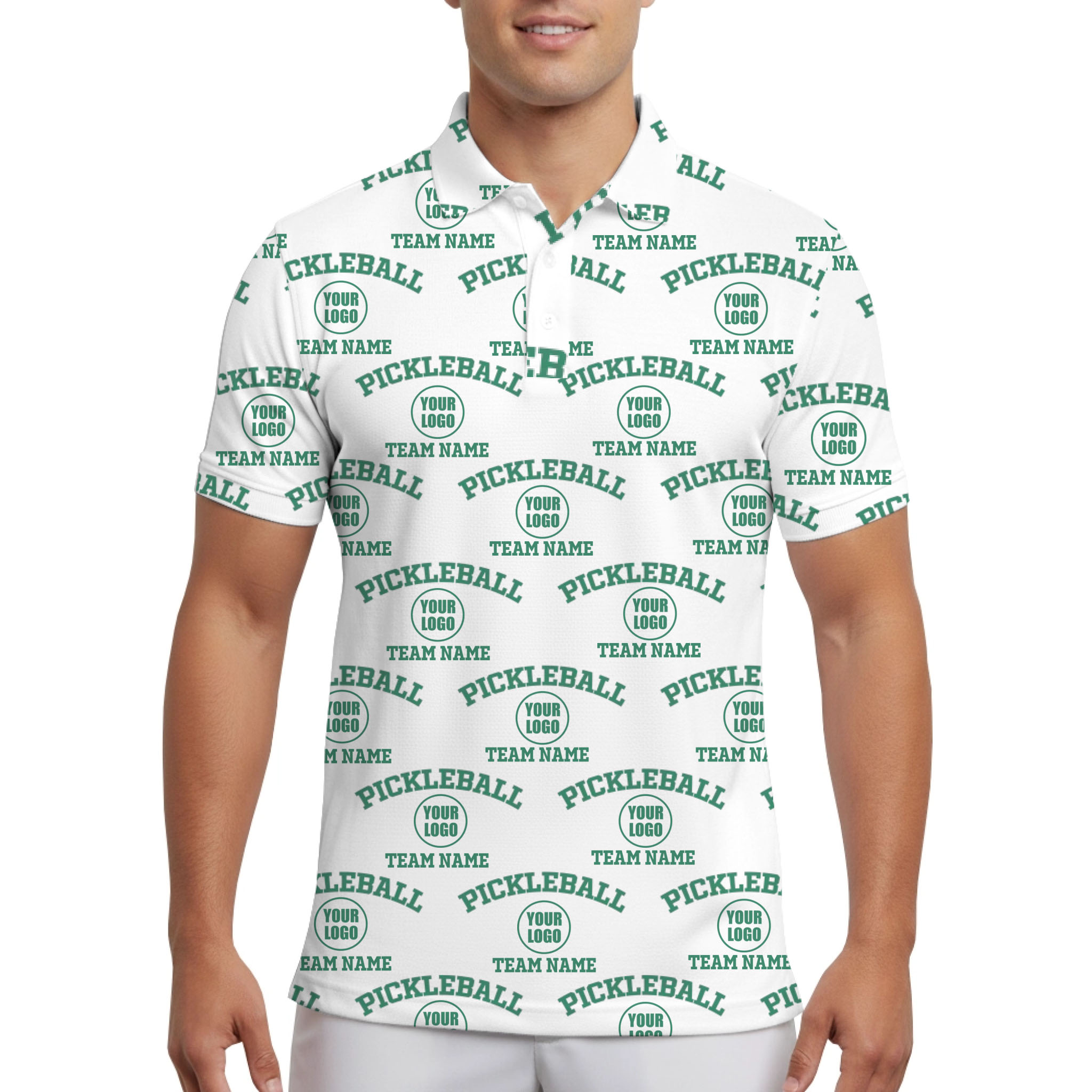 Picklewin Simple Custom Multiple Logos Pickleball Polo Shirt For Men