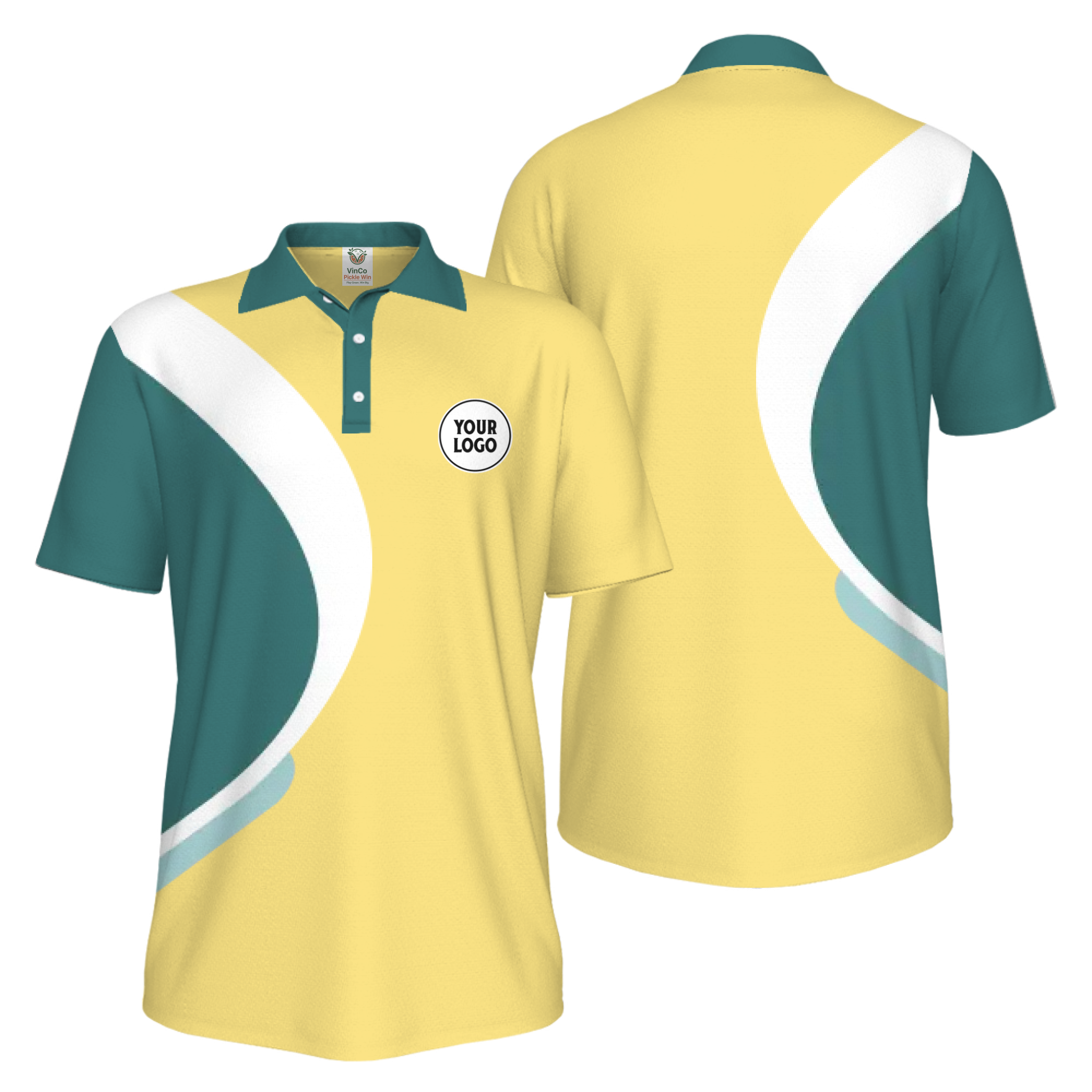 Picklewin Simple Custom Team Logo UV Protection Men Polo Shirt Live Preview