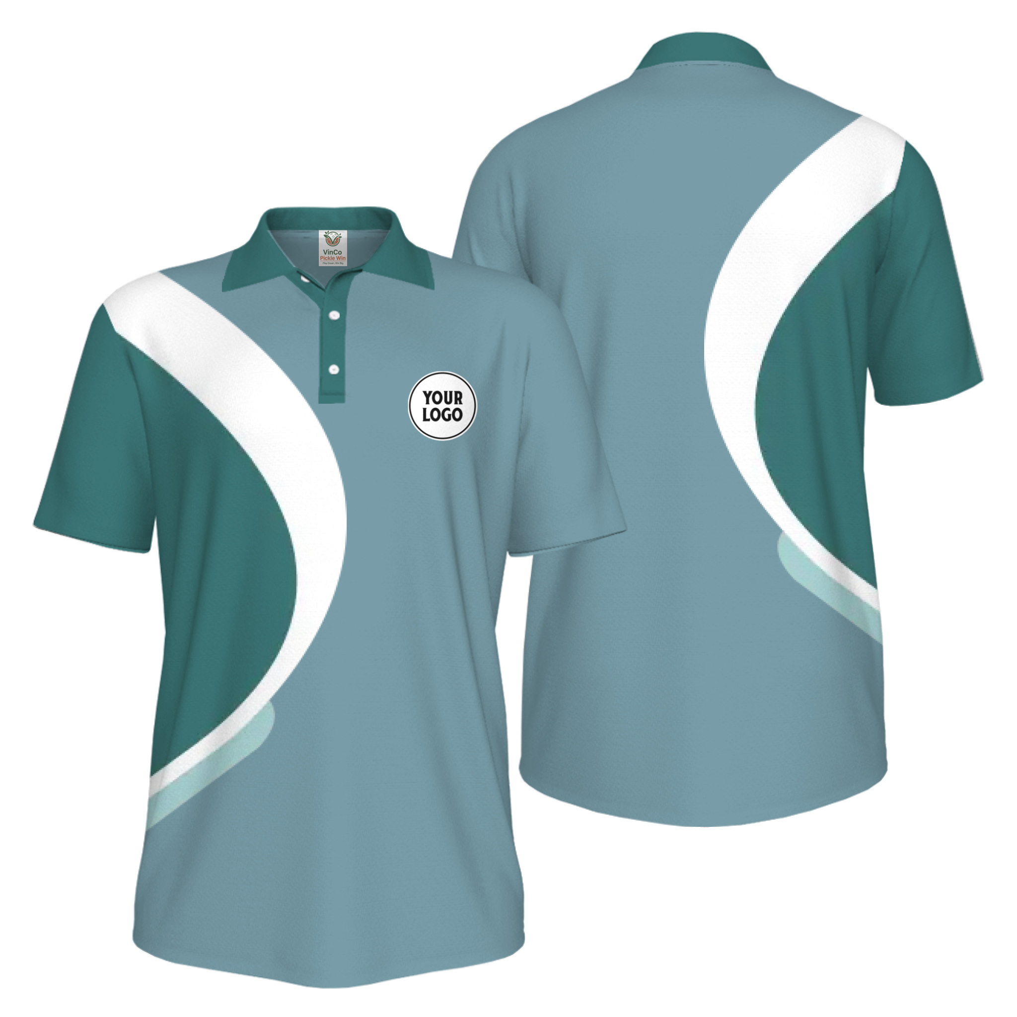 Picklewin Simple Custom Team Logo UV Protection Men Polo Shirt Live Preview