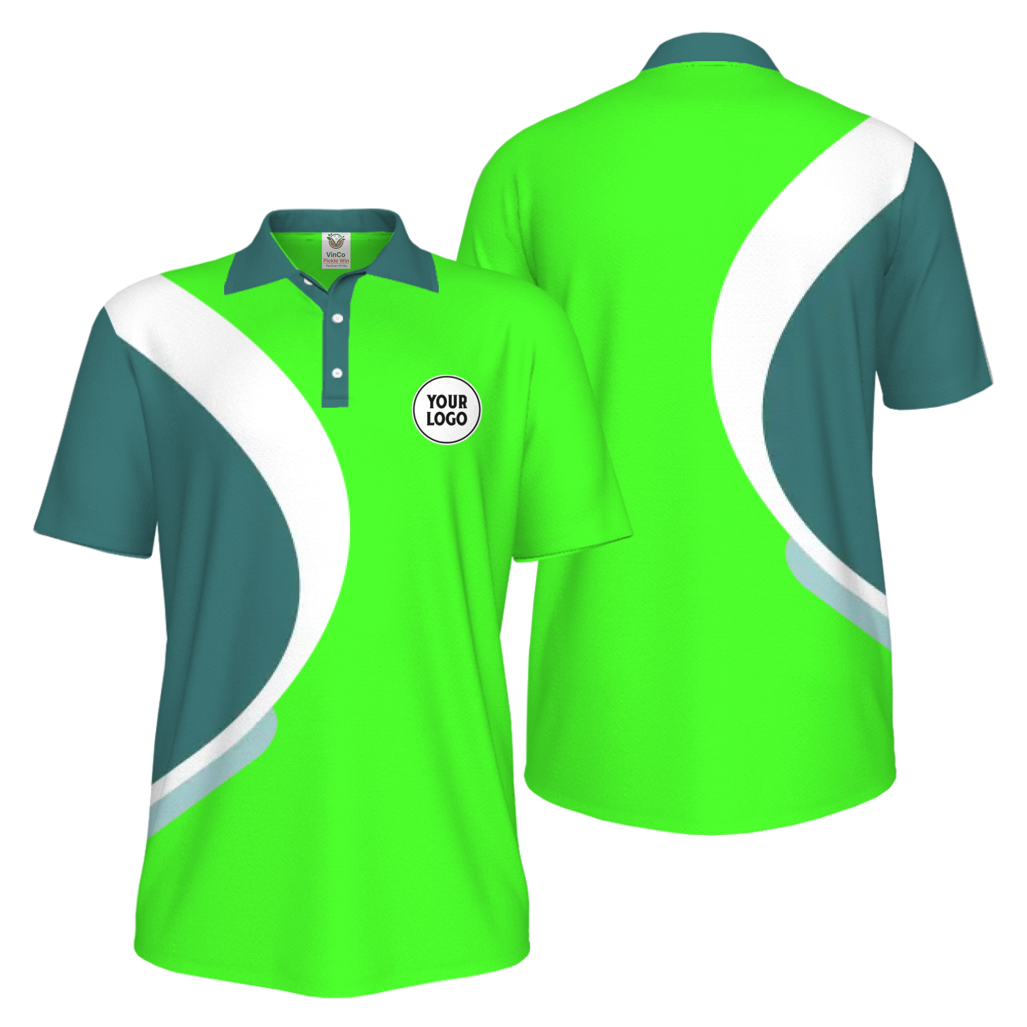 Picklewin Simple Custom Team Logo UV Protection Men Polo Shirt Live Preview