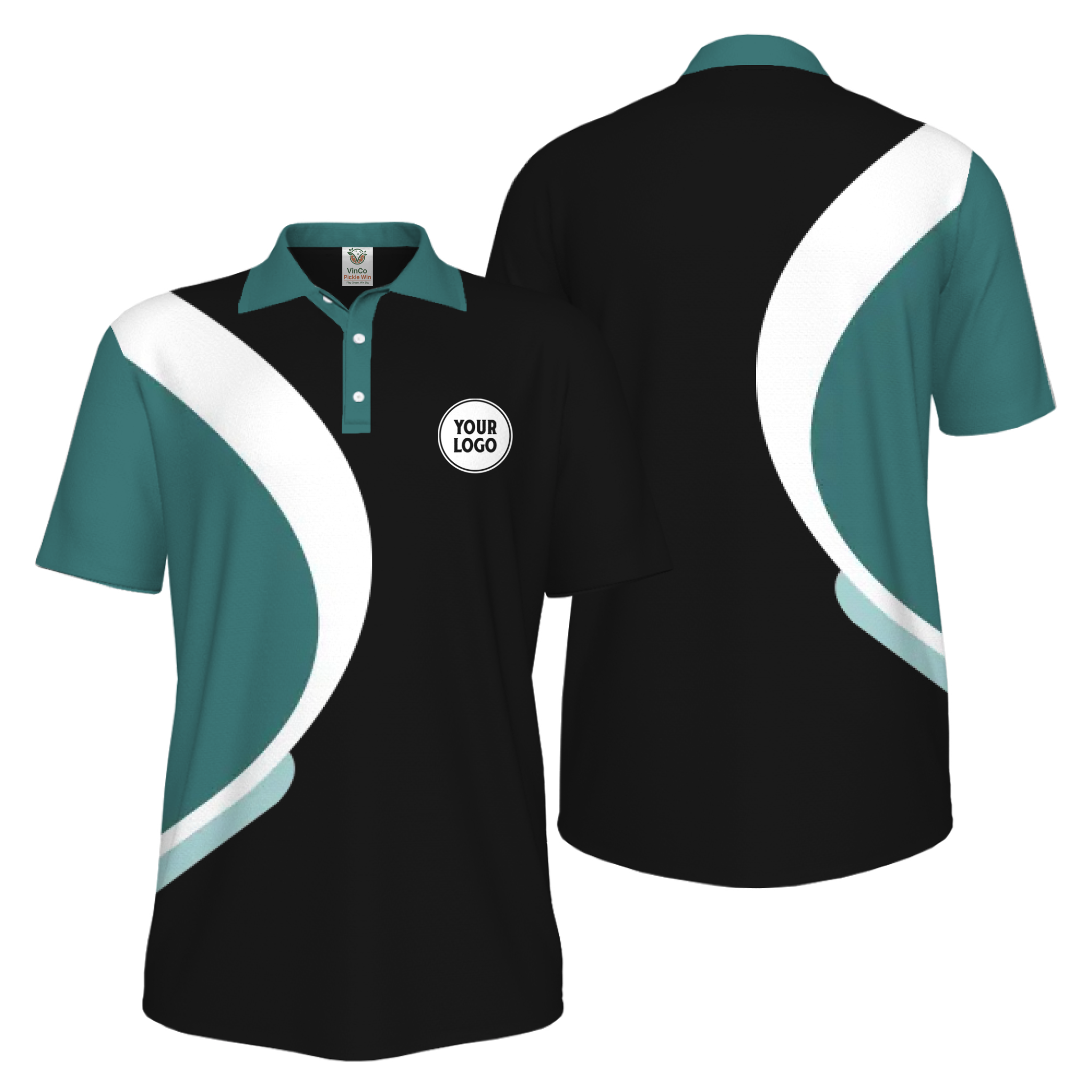 Picklewin Simple Custom Team Logo UV Protection Men Polo Shirt Live Preview