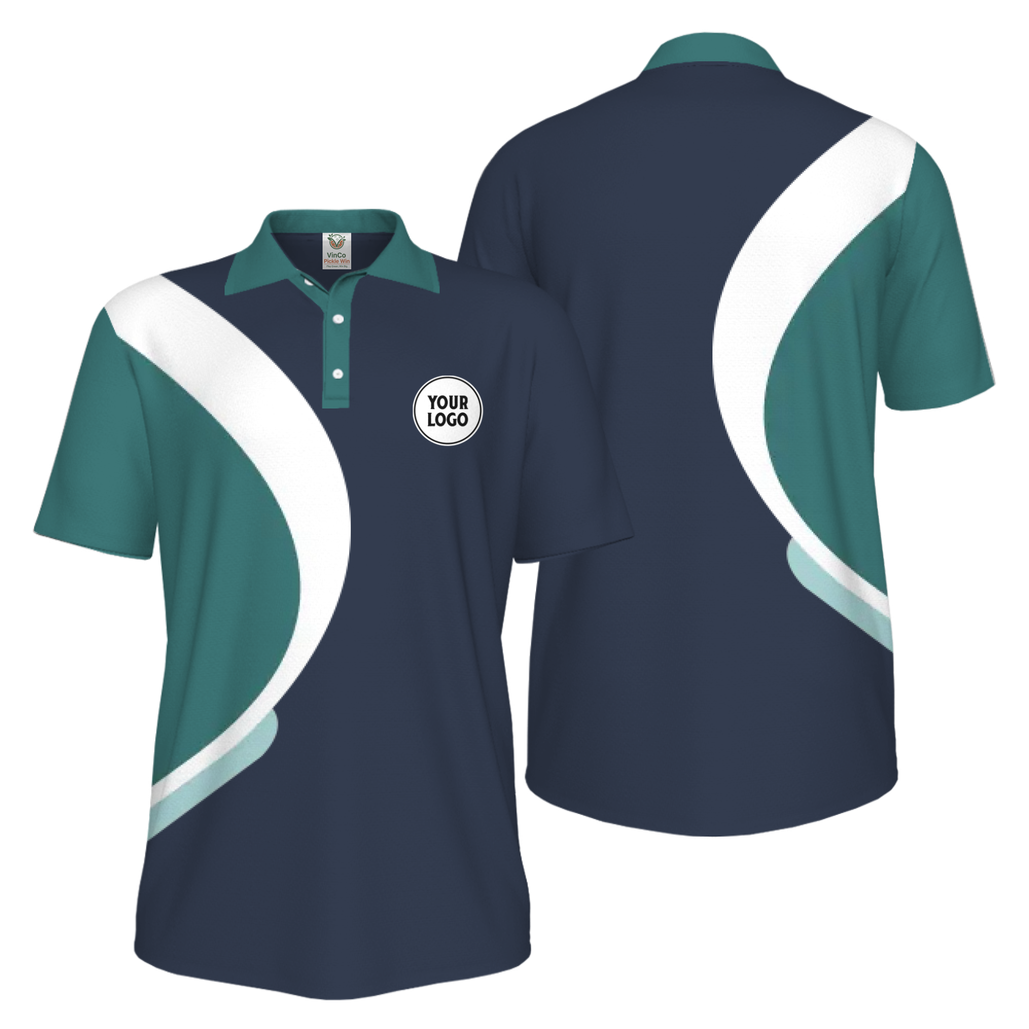 Picklewin Simple Custom Team Logo UV Protection Men Polo Shirt Live Preview