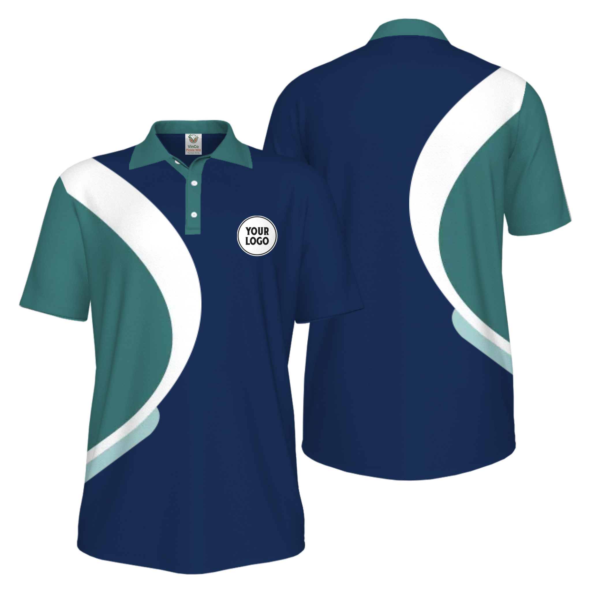Picklewin Simple Custom Team Logo UV Protection Men Polo Shirt Live Preview