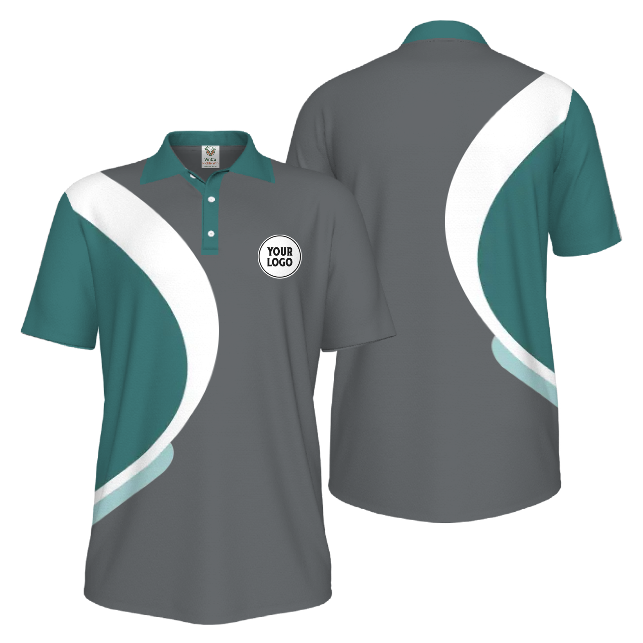 Picklewin Simple Custom Team Logo UV Protection Men Polo Shirt Live Preview