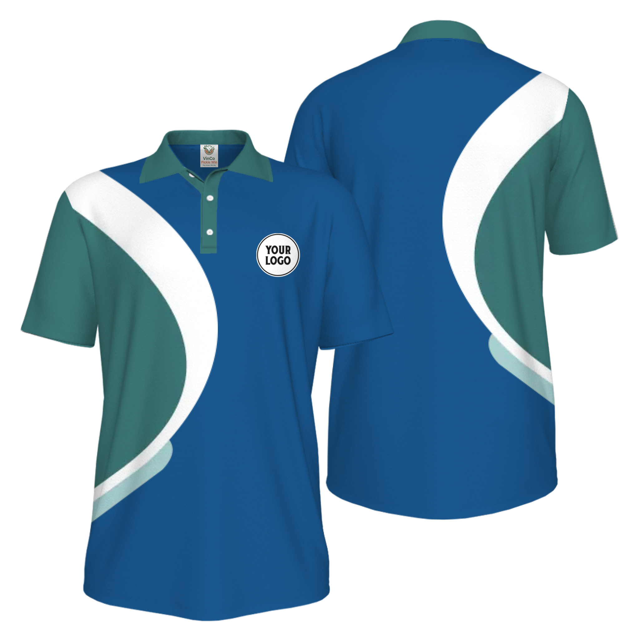 Picklewin Simple Custom Team Logo UV Protection Men Polo Shirt Live Preview