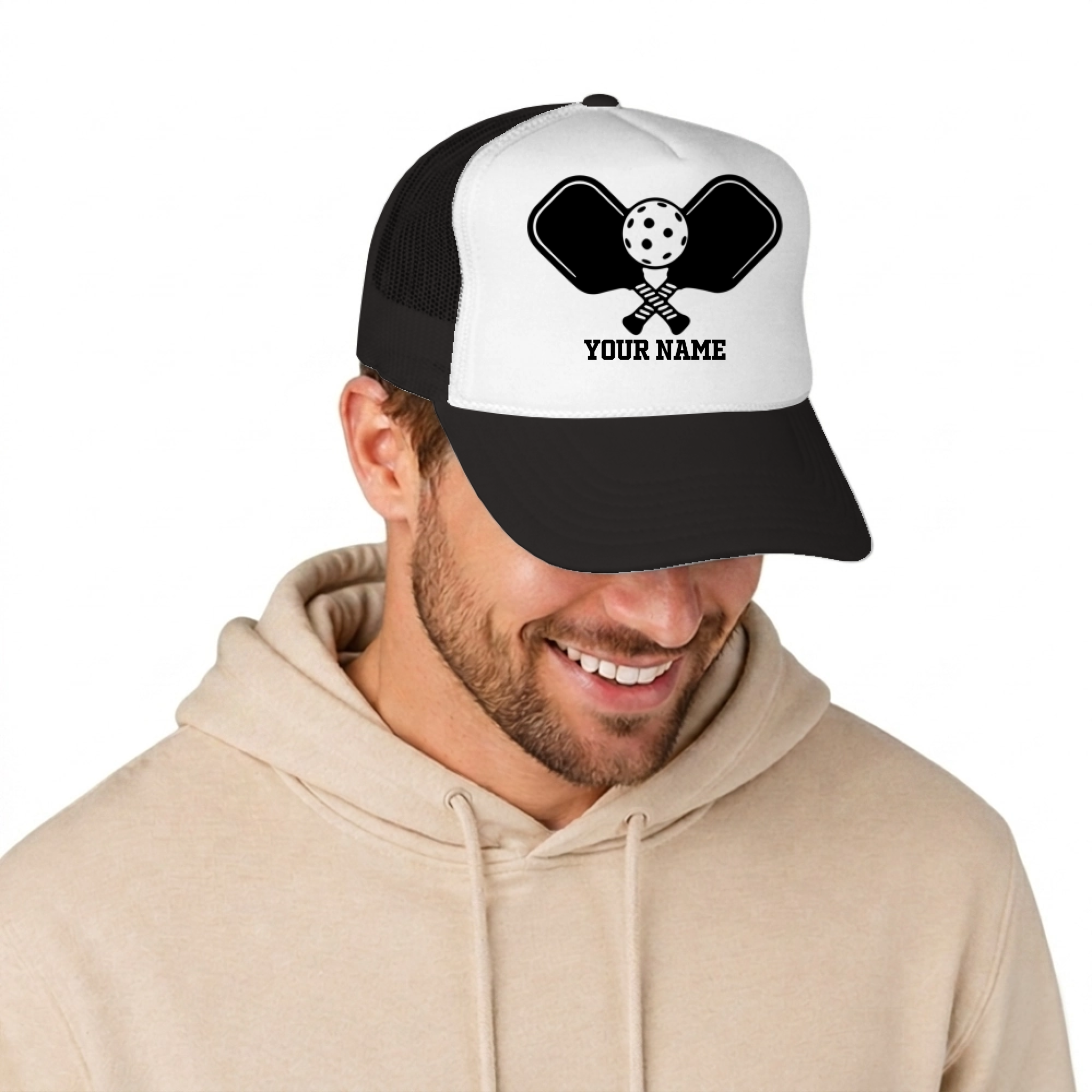Picklewin Simple Pickleball Trucker Cap Custom Name For Men