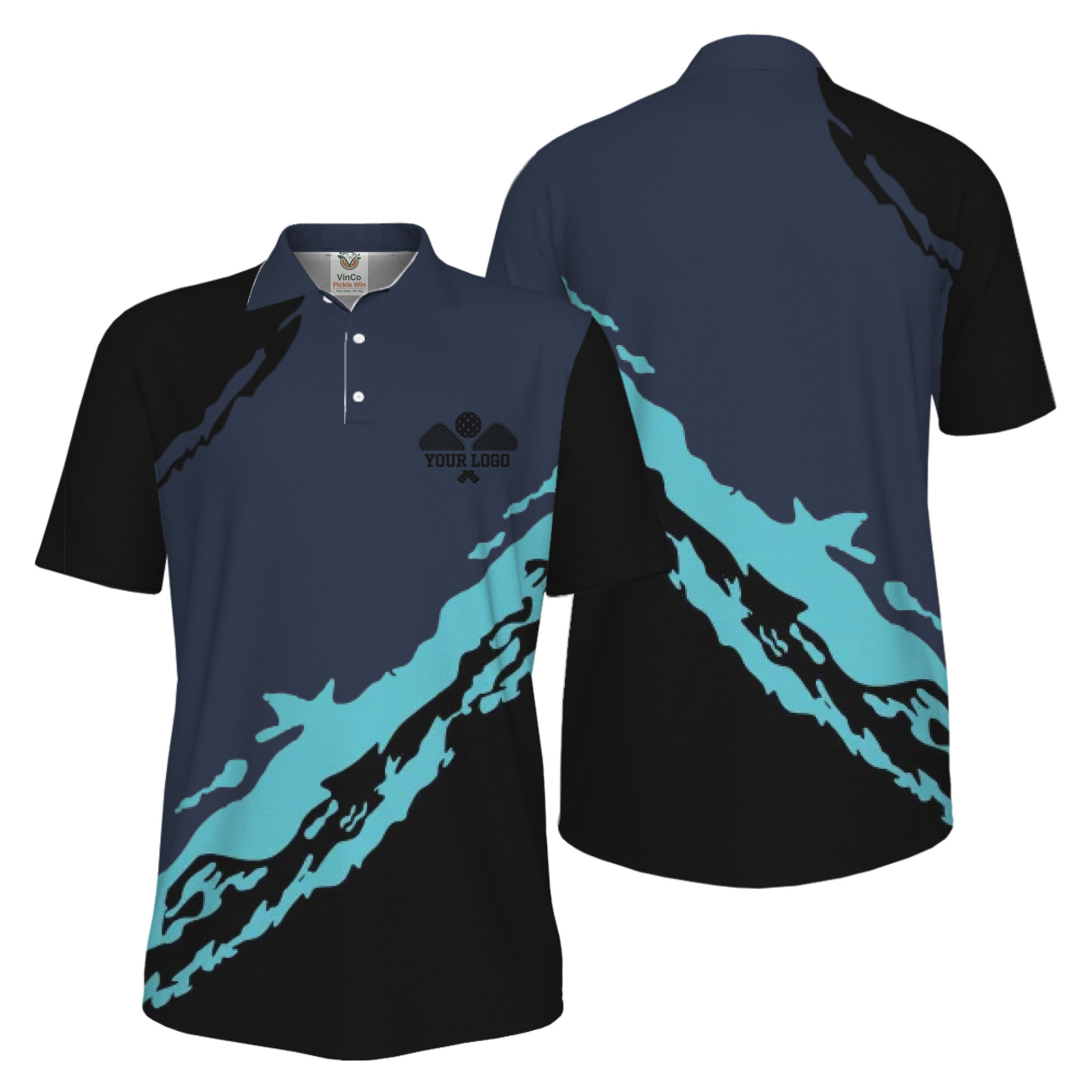 Picklewin Smudge Custom Logo UV Protection Pickleball Men Polo Shirt 