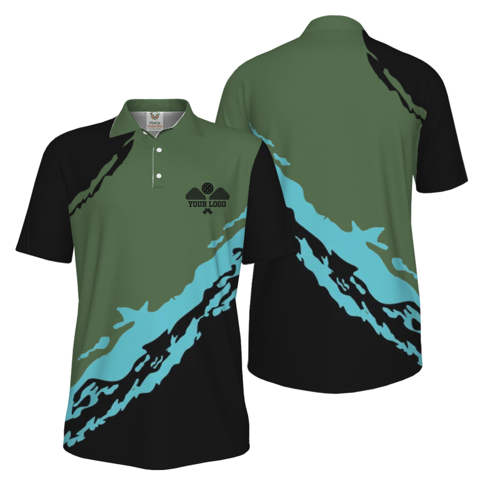 Picklewin Smudge Custom Logo UV Protection Pickleball Men Polo Shirt 