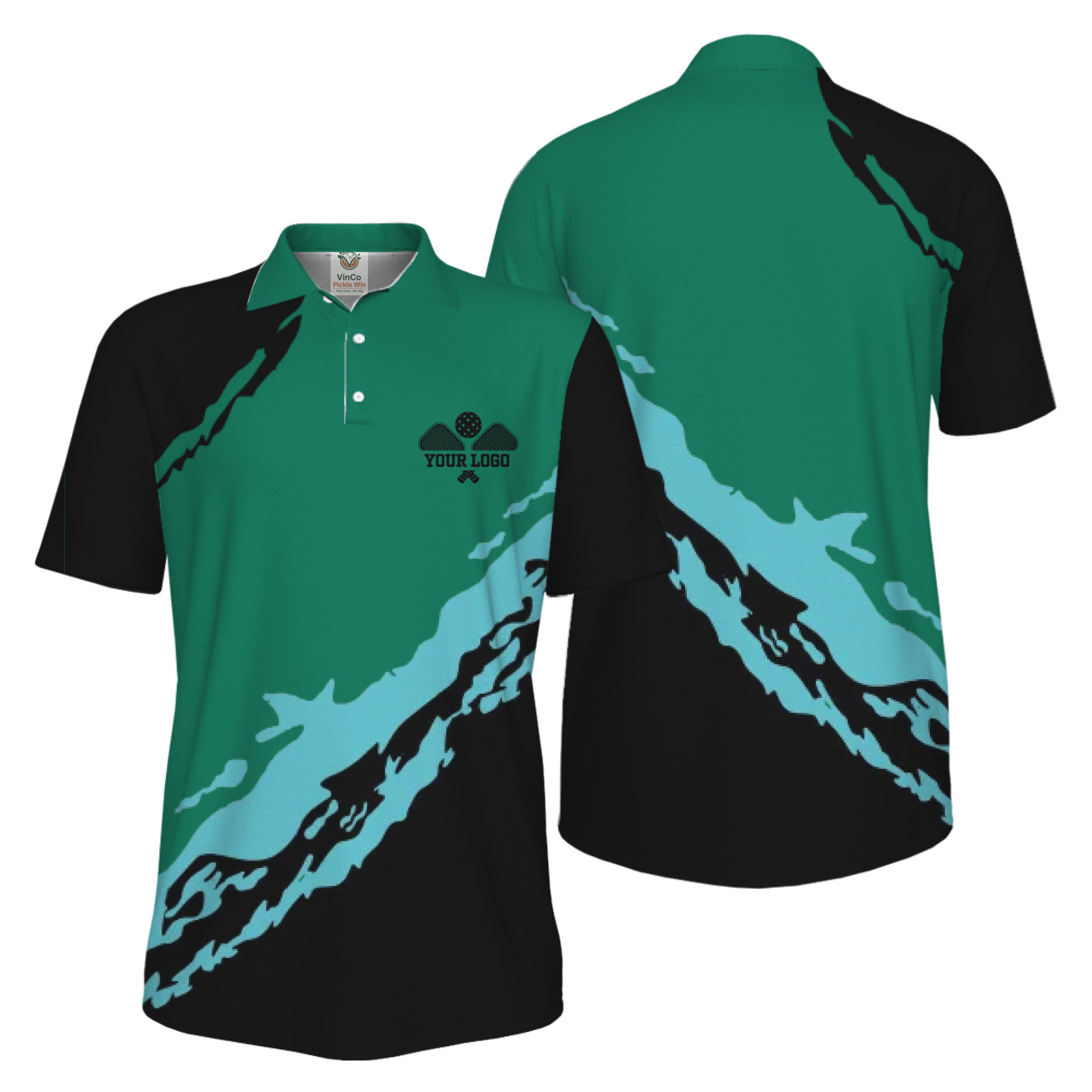 Picklewin Smudge Custom Logo UV Protection Pickleball Men Polo Shirt  - alternate