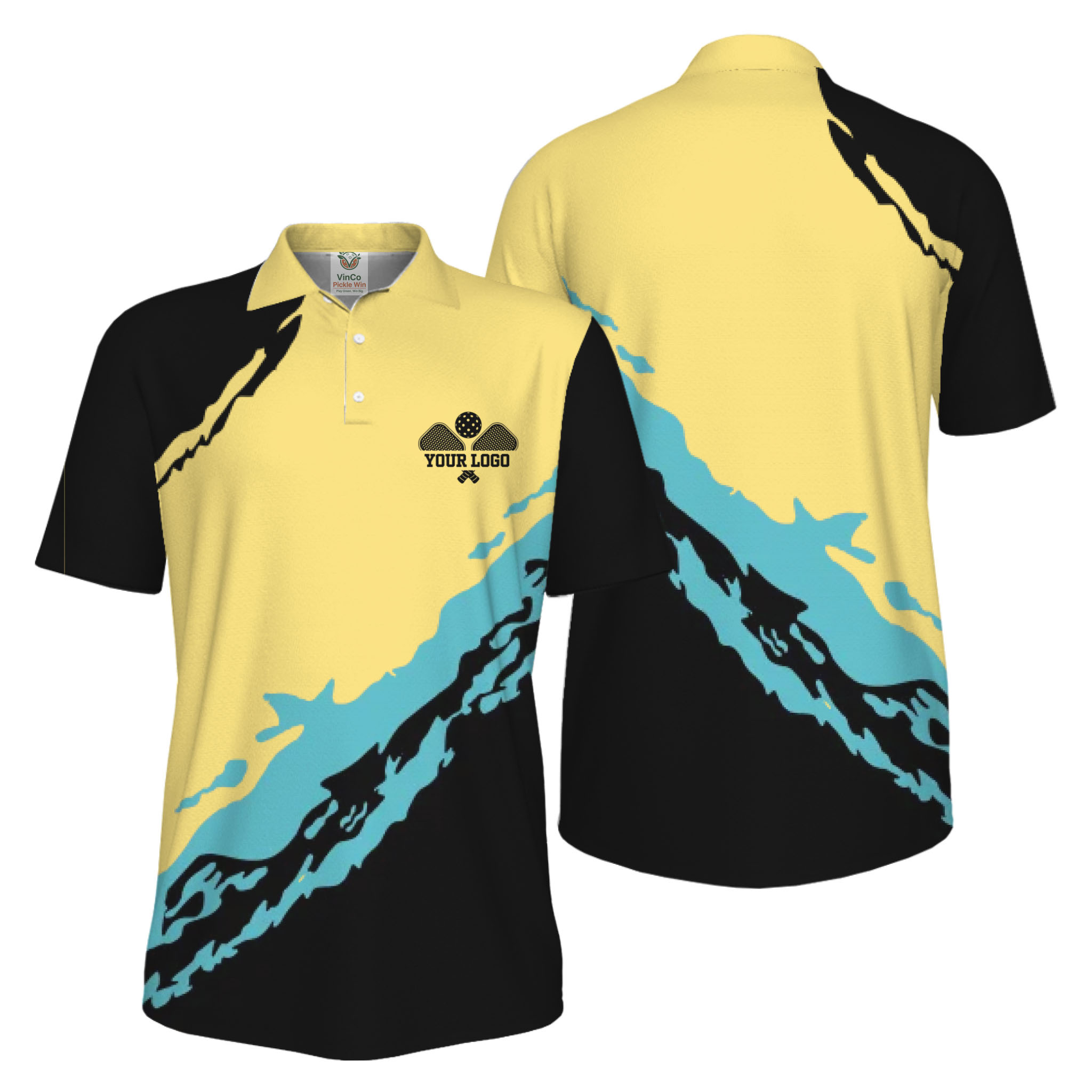 Picklewin Smudge Custom Logo UV Protection Pickleball Men Polo Shirt 