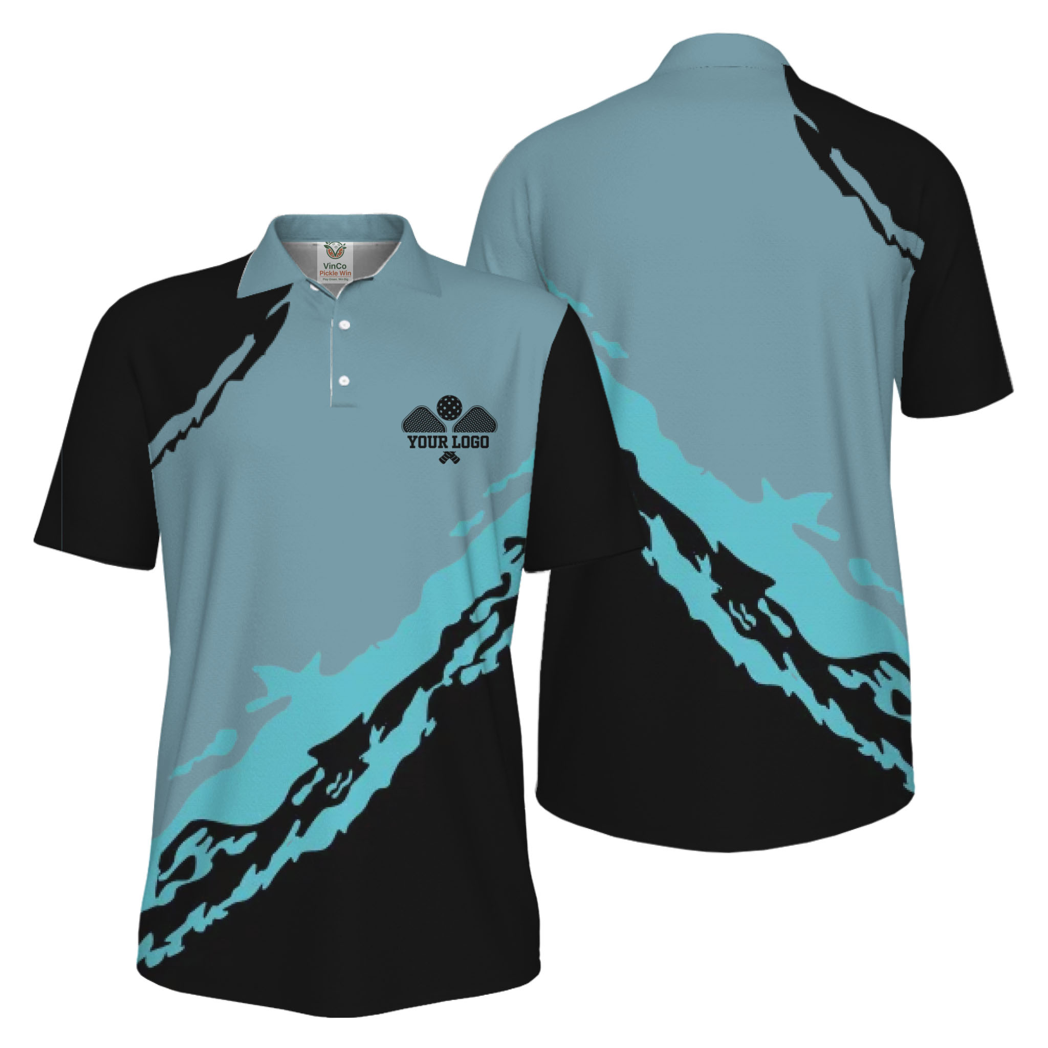 Picklewin Smudge Custom Logo UV Protection Pickleball Men Polo Shirt 