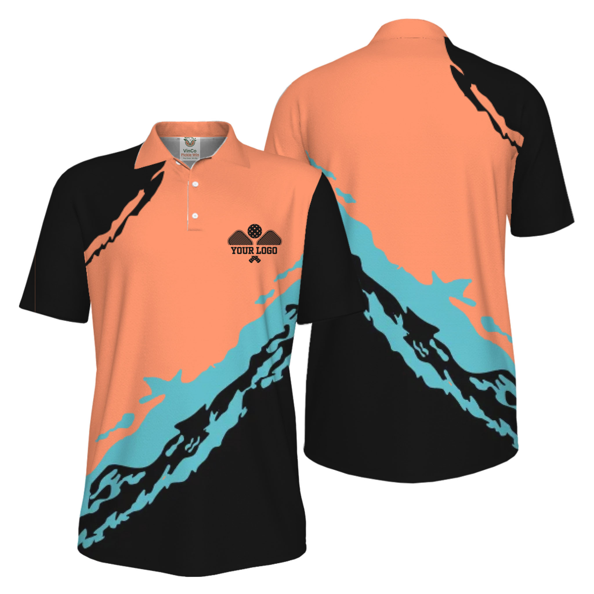 Picklewin Smudge Custom Logo UV Protection Pickleball Men Polo Shirt 