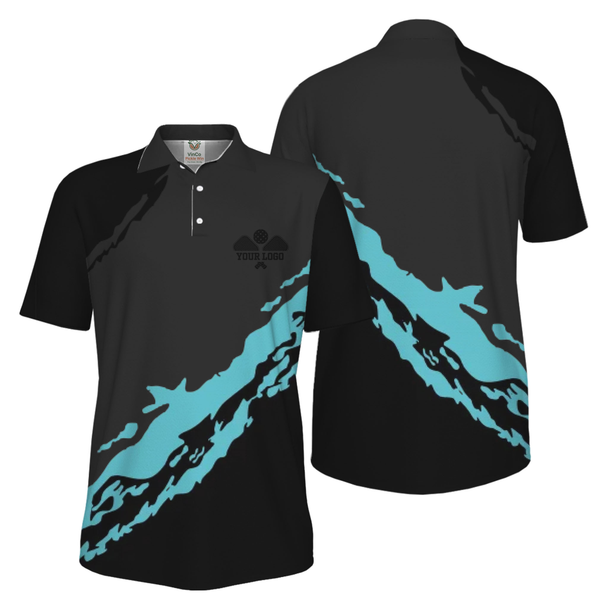 Picklewin Smudge Custom Logo UV Protection Pickleball Men Polo Shirt 