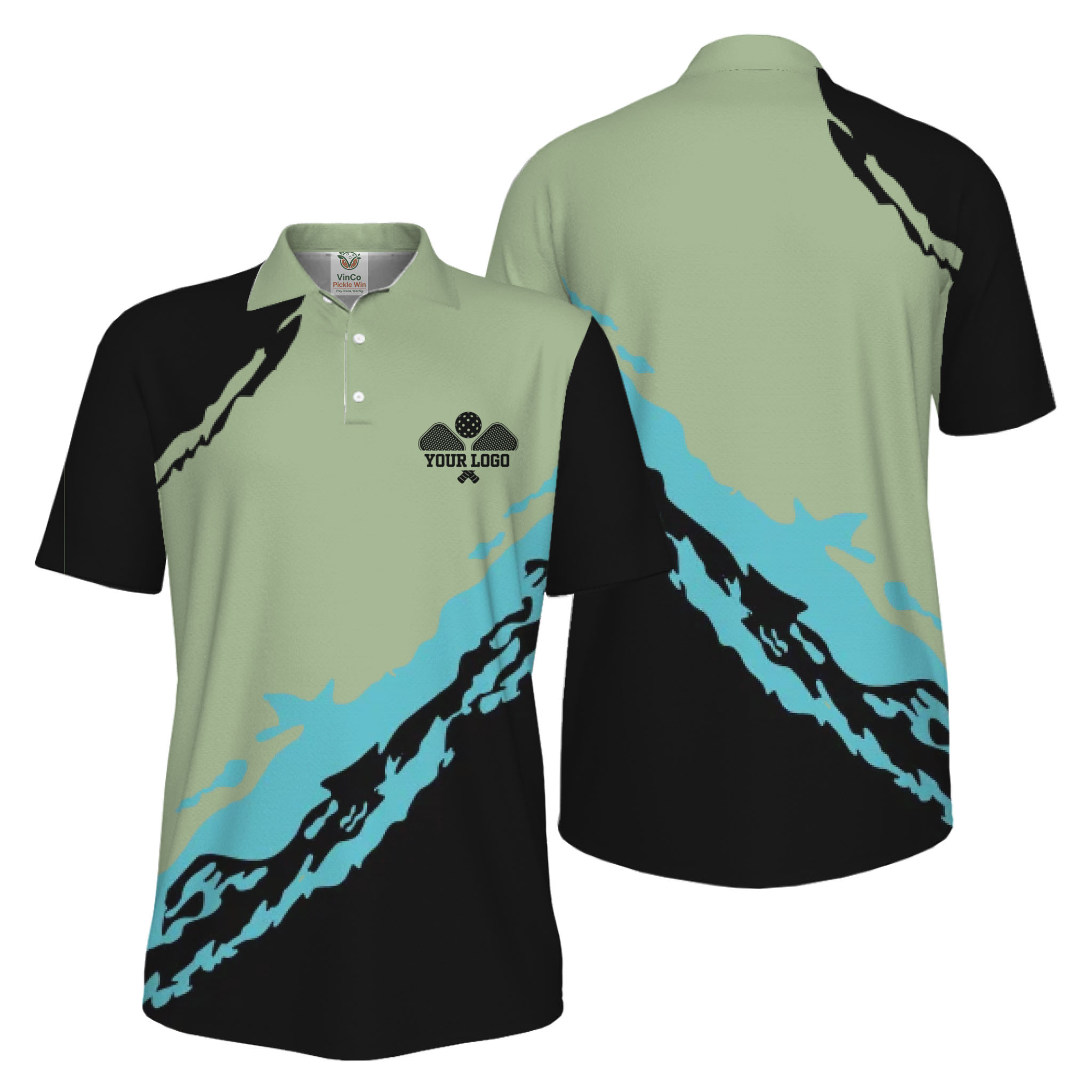 Picklewin Smudge Custom Logo UV Protection Pickleball Men Polo Shirt 