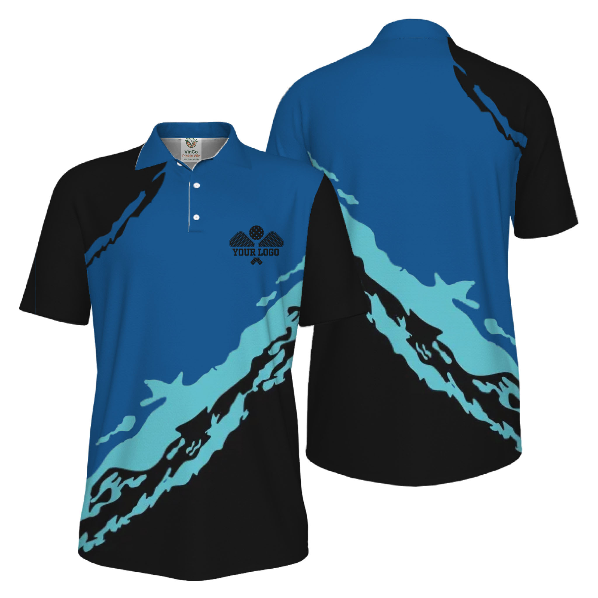 Picklewin Smudge Custom Logo UV Protection Pickleball Men Polo Shirt 