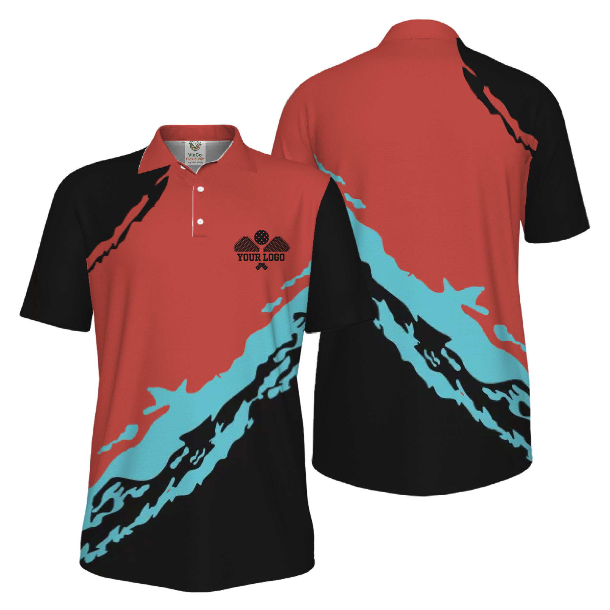Picklewin Smudge Custom Logo UV Protection Pickleball Men Polo Shirt 