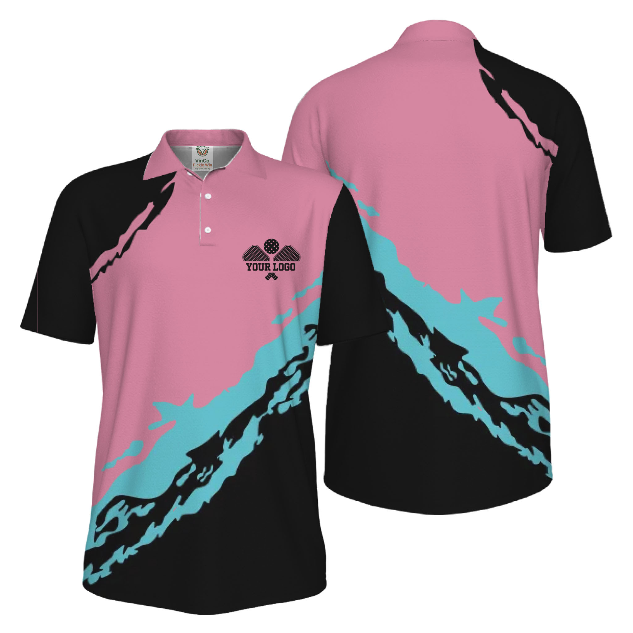 Picklewin Smudge Custom Logo UV Protection Pickleball Men Polo Shirt 