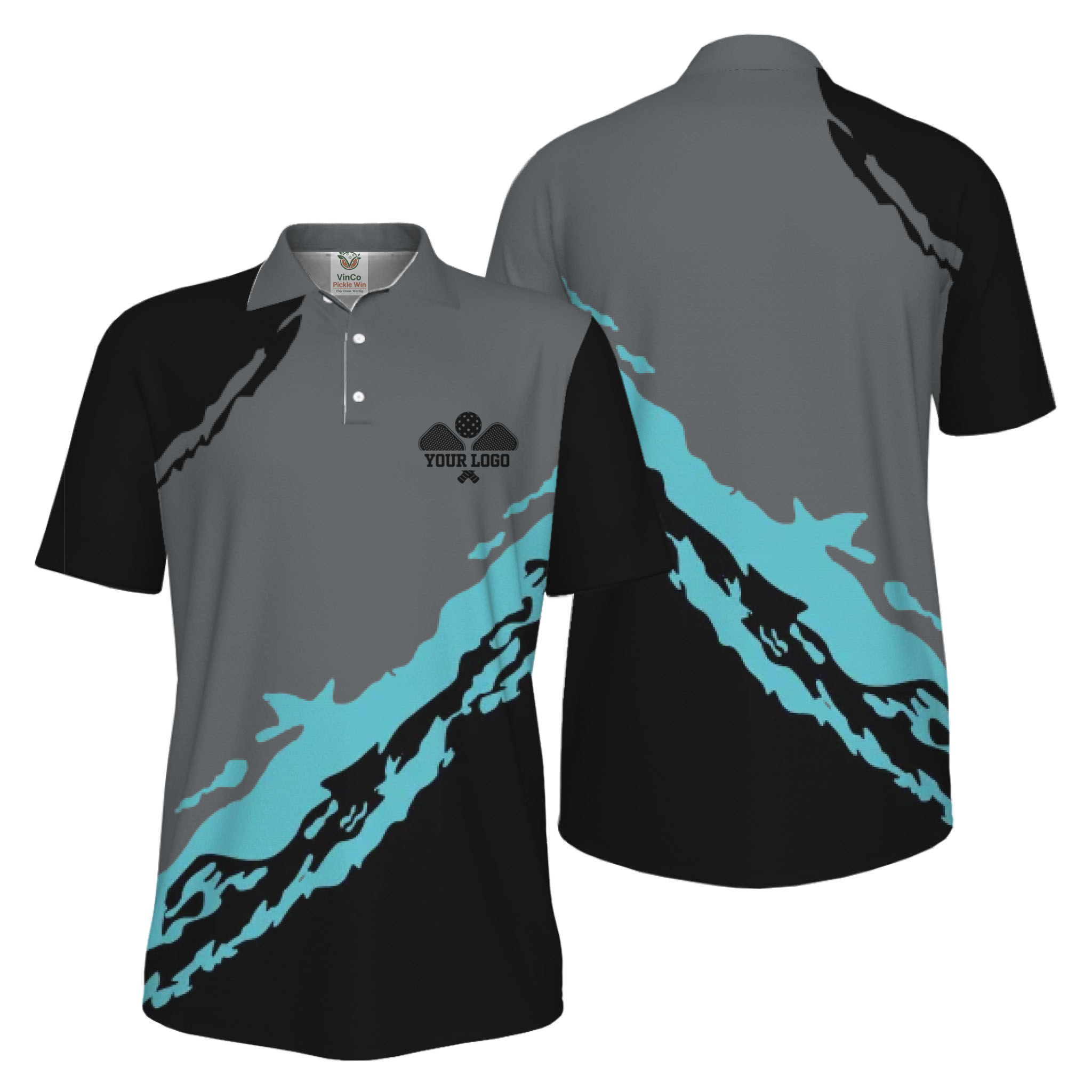 Picklewin Smudge Custom Logo UV Protection Pickleball Men Polo Shirt 