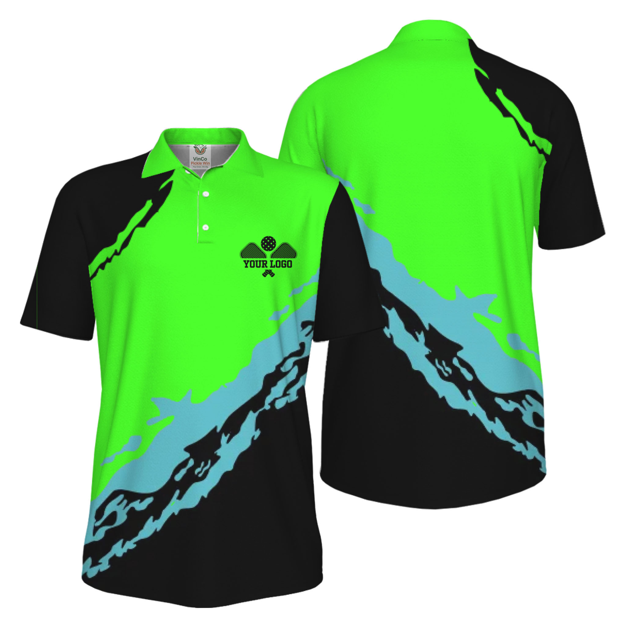 Picklewin Smudge Custom Logo UV Protection Pickleball Men Polo Shirt 