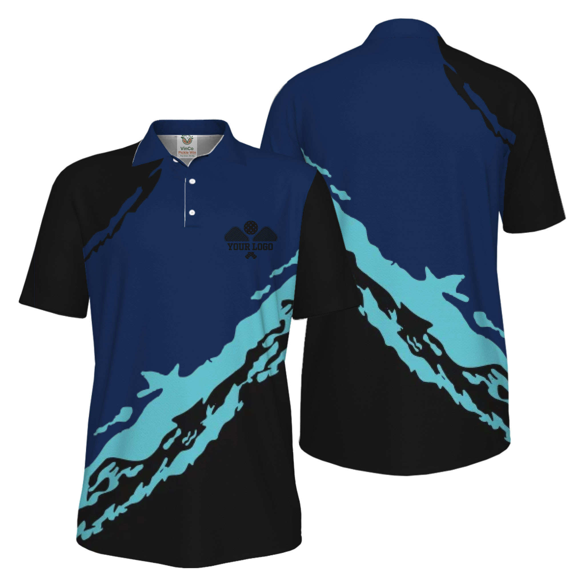 Picklewin Smudge Custom Logo UV Protection Pickleball Men Polo Shirt 