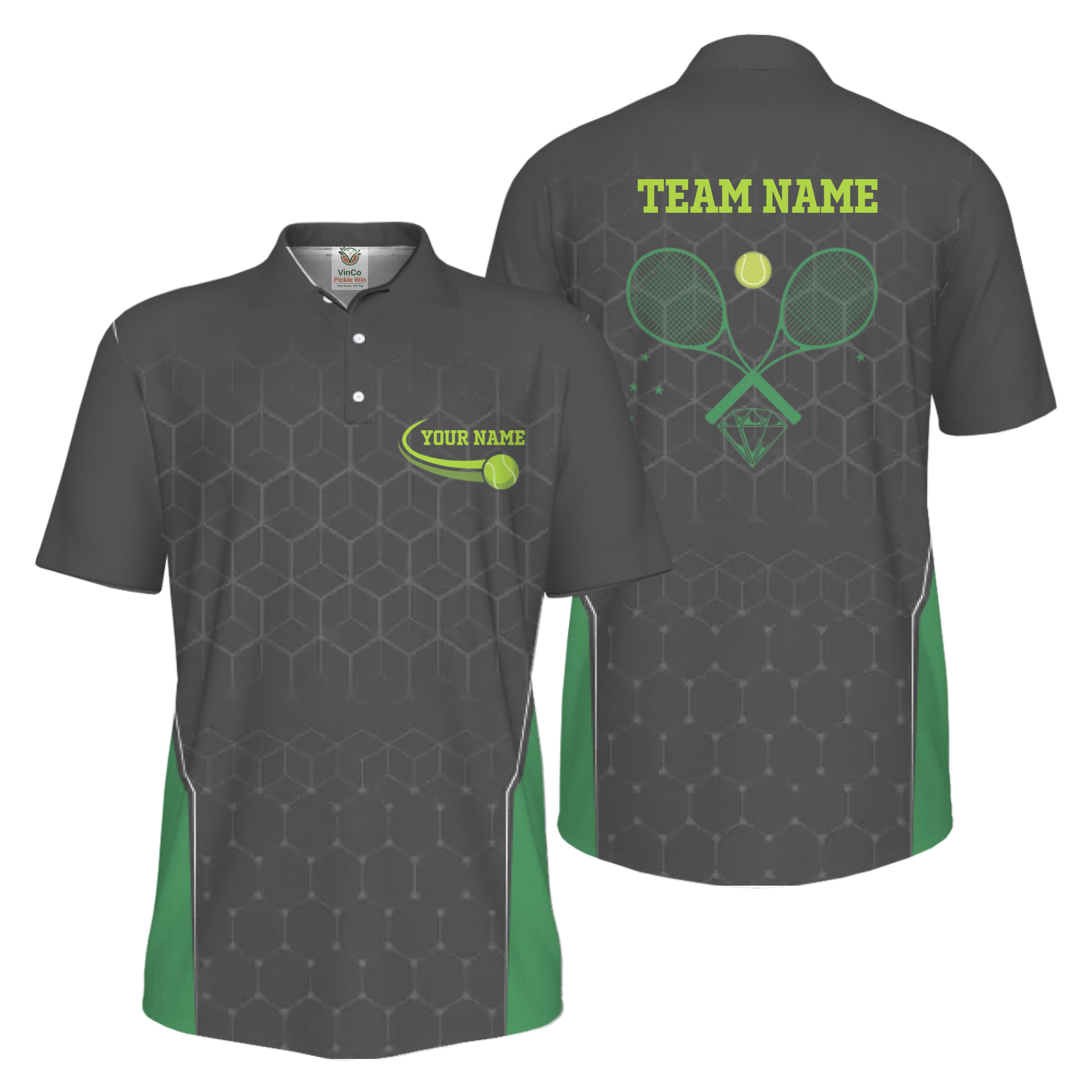 Picklewin UV Protection Custom Name Tennis Polo Shirt For Men 