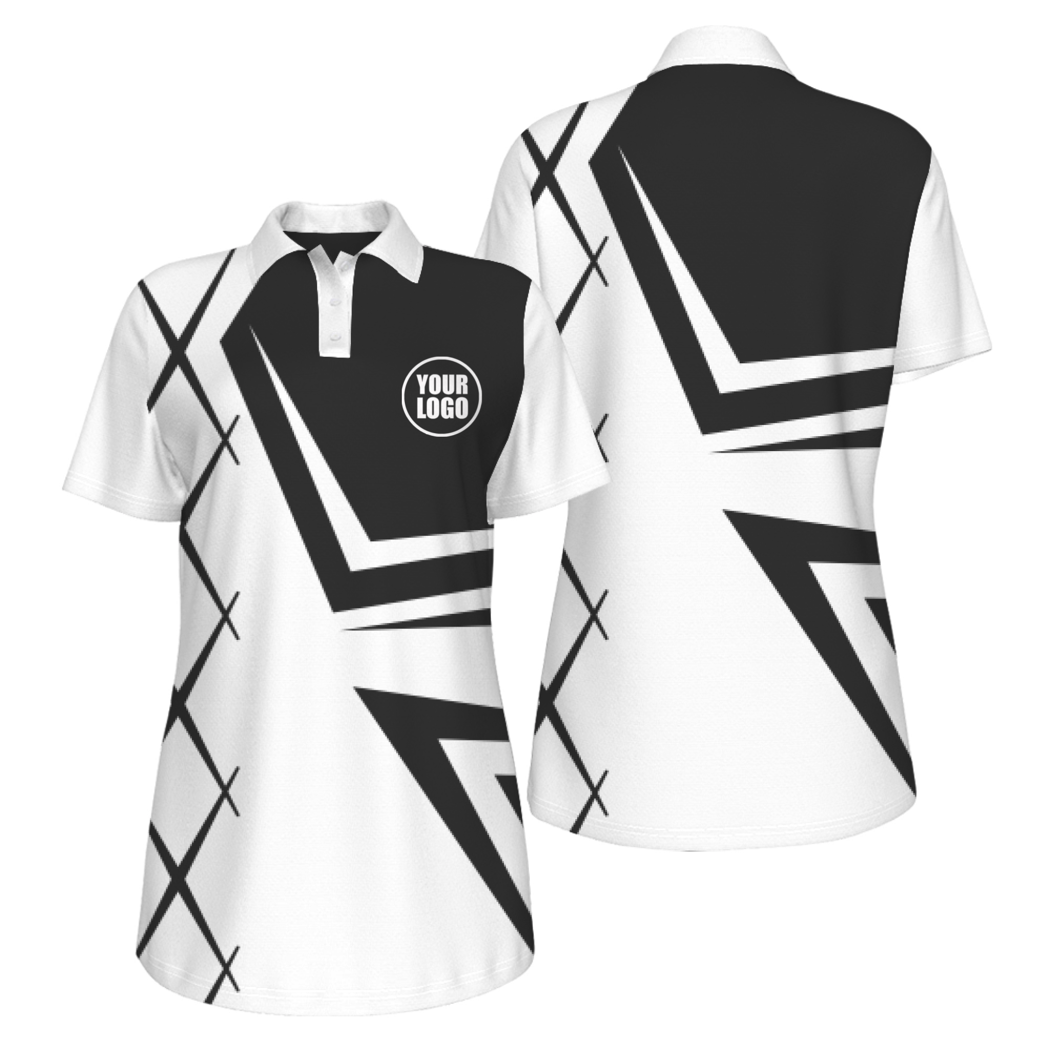 Picklewin UV Protection Polo For Women With Creative Diamond Patterns