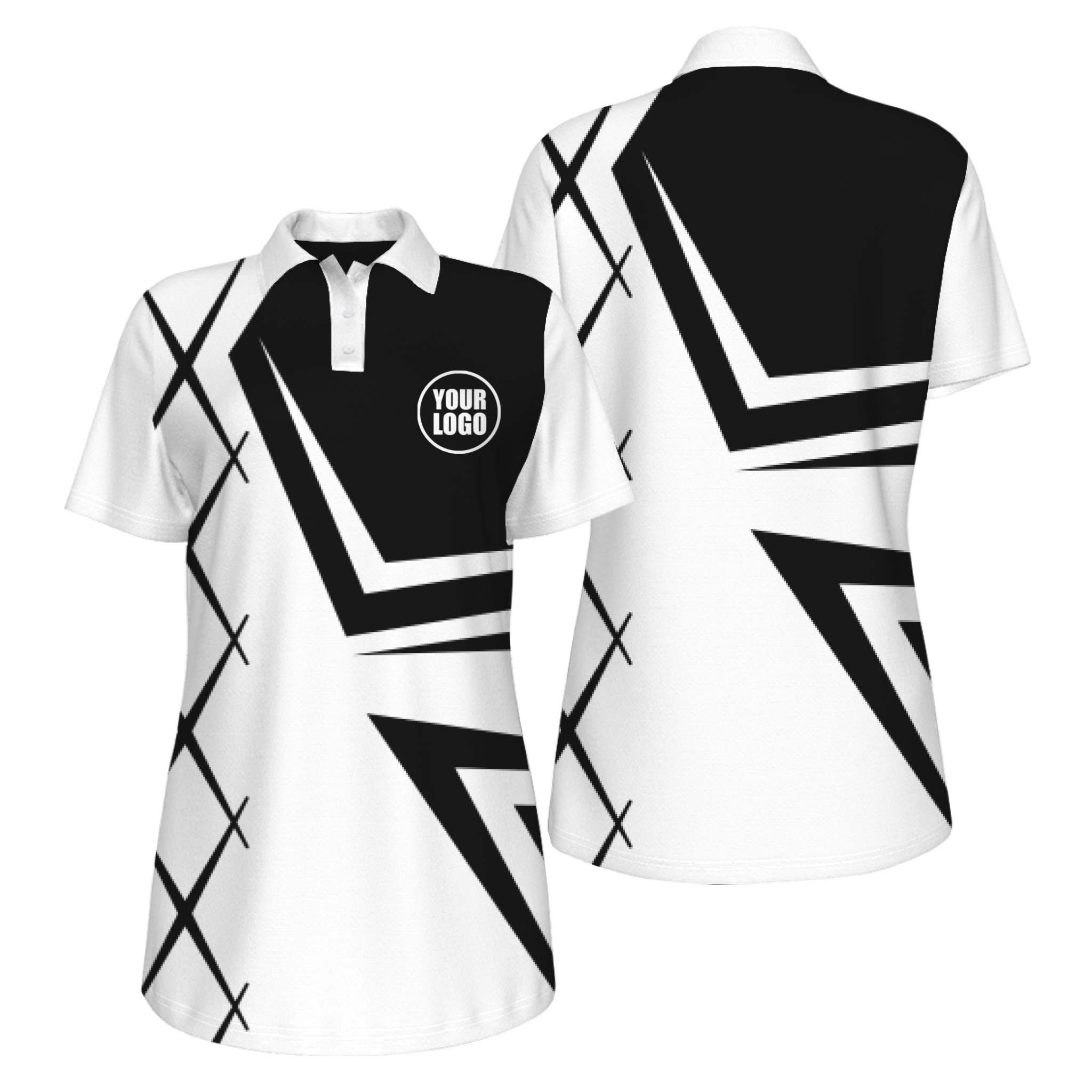 Picklewin UV Protection Polo For Women With Creative Diamond Patterns