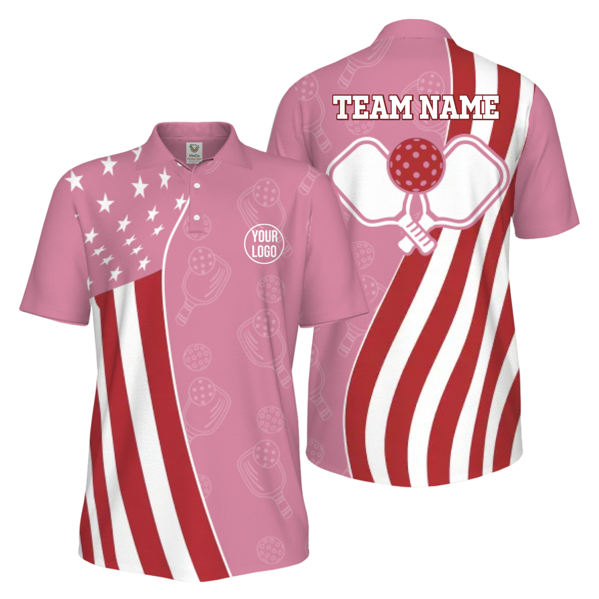 Picklewin Unique Custom Pickleball American Flag UV Protection Men Polo Shirt
